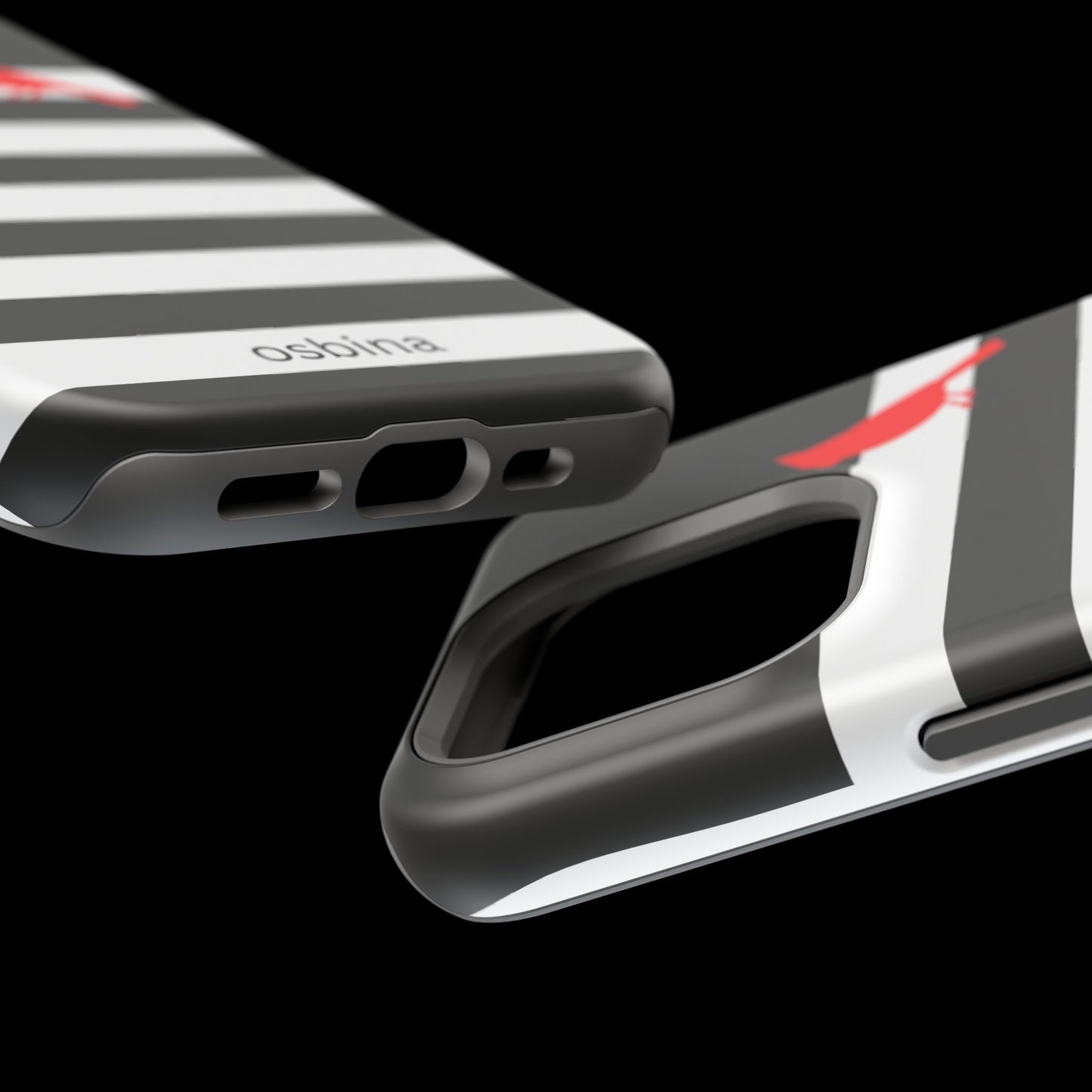 osbina | MagSafe compatible for iPhone | Redbird Edition Thinking of You Phone Case Black & White Stripe | Inspired By Collection