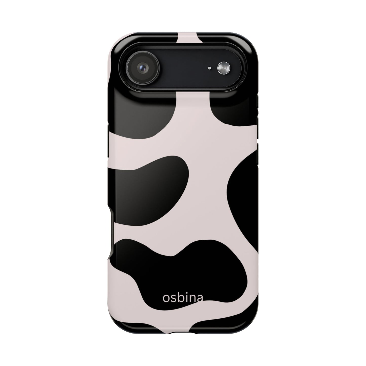 osbina | MagSafe compatible for iPhone | Prairie Chic Pink & Black Cow Print Phone Case | Modern Muse Collection