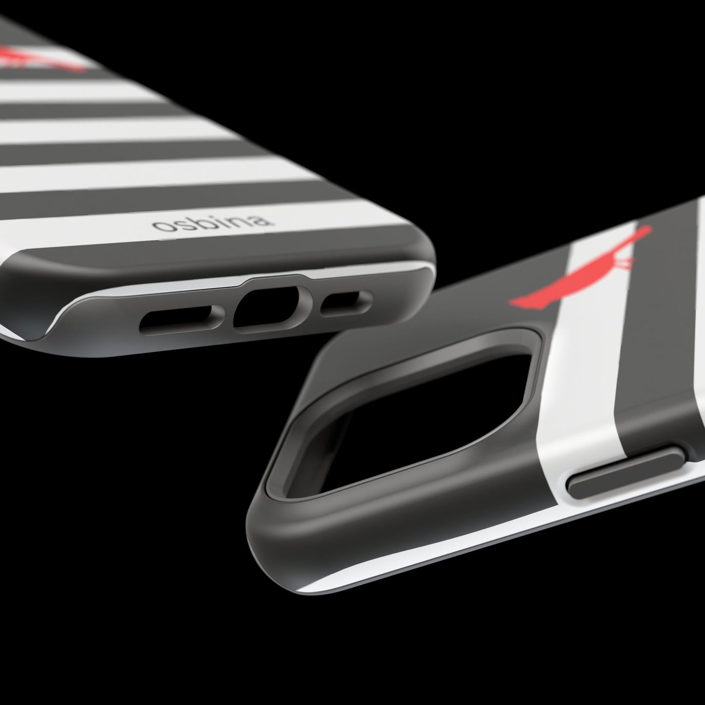osbina | MagSafe compatible for iPhone | Redbird Edition Thinking of You Phone Case Black & White Stripe | Inspired By Collection