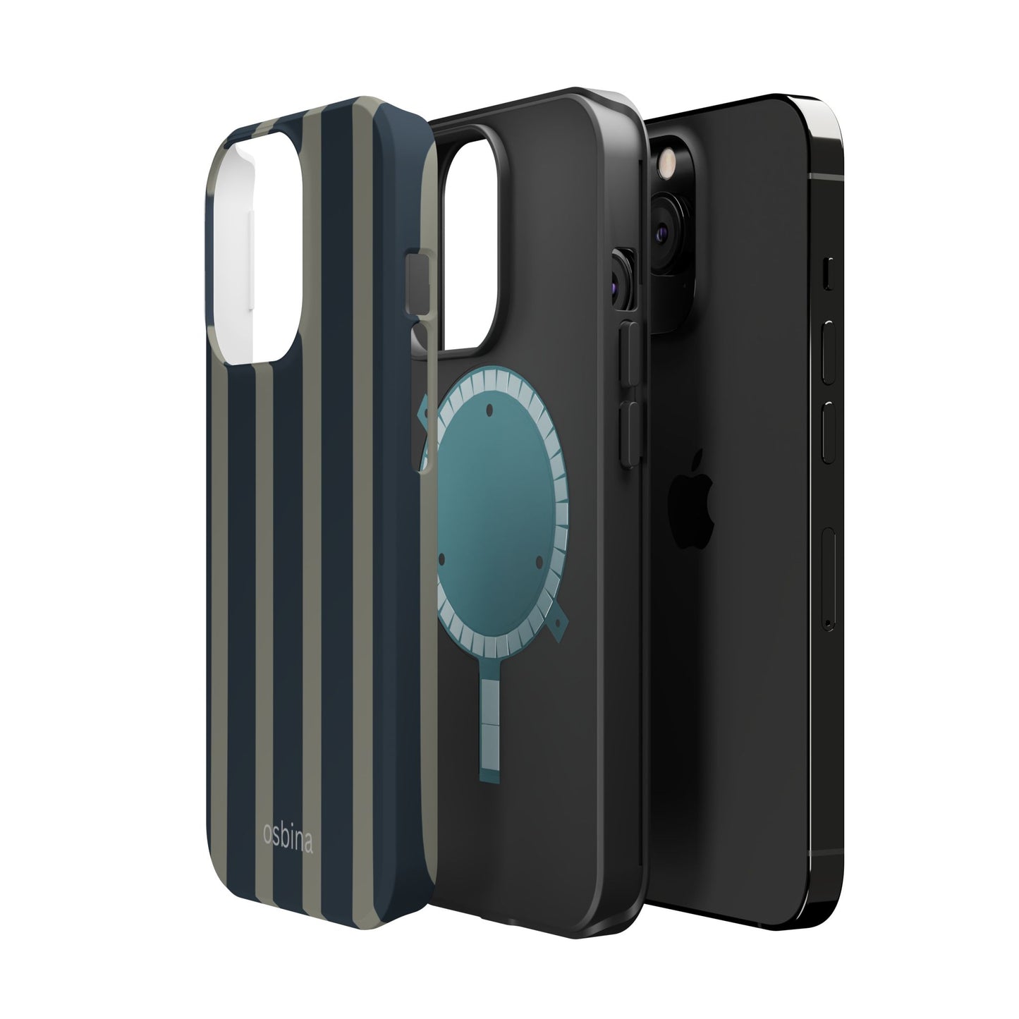 osbina | MagSafe compatible for iPhone | Grayhaven Navy & Gray Sophisticated Phone Case | Modern Muse Collection