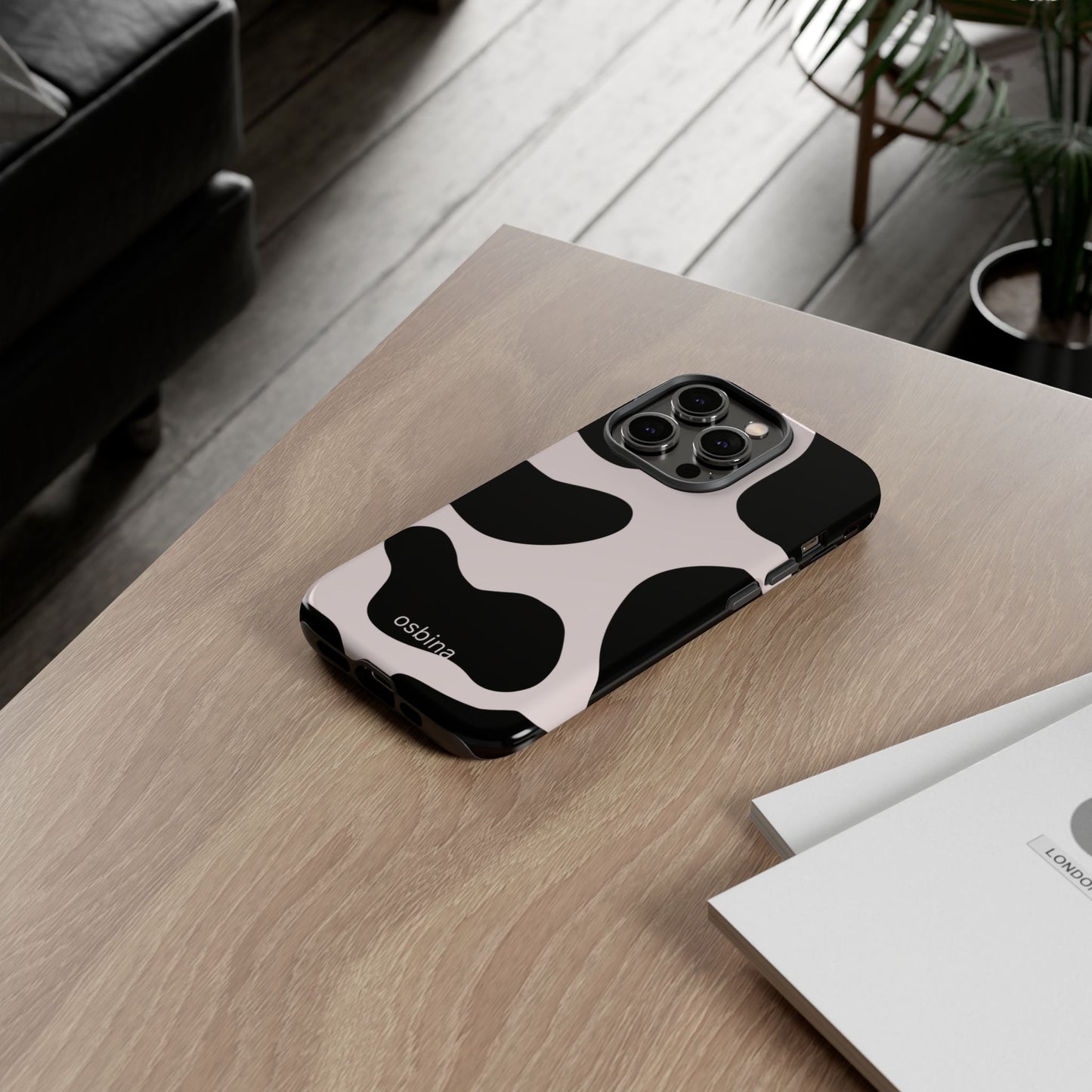 osbina | Prairie Chic Pink & Black Cow Print Phone Case | Modern Muse Collection