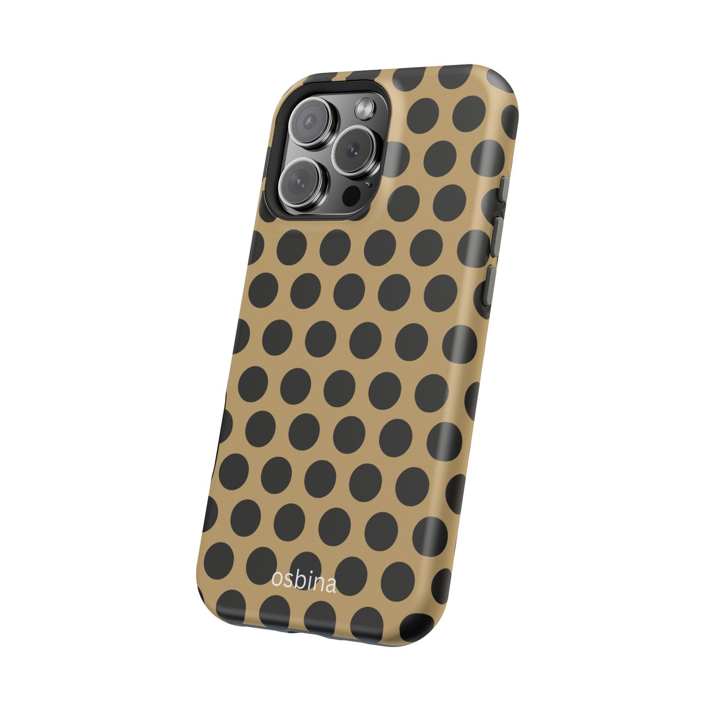 osbina | MagSafe compatible for iPhone | Camel Noir Dots Phone Case | Modern Muse Collection