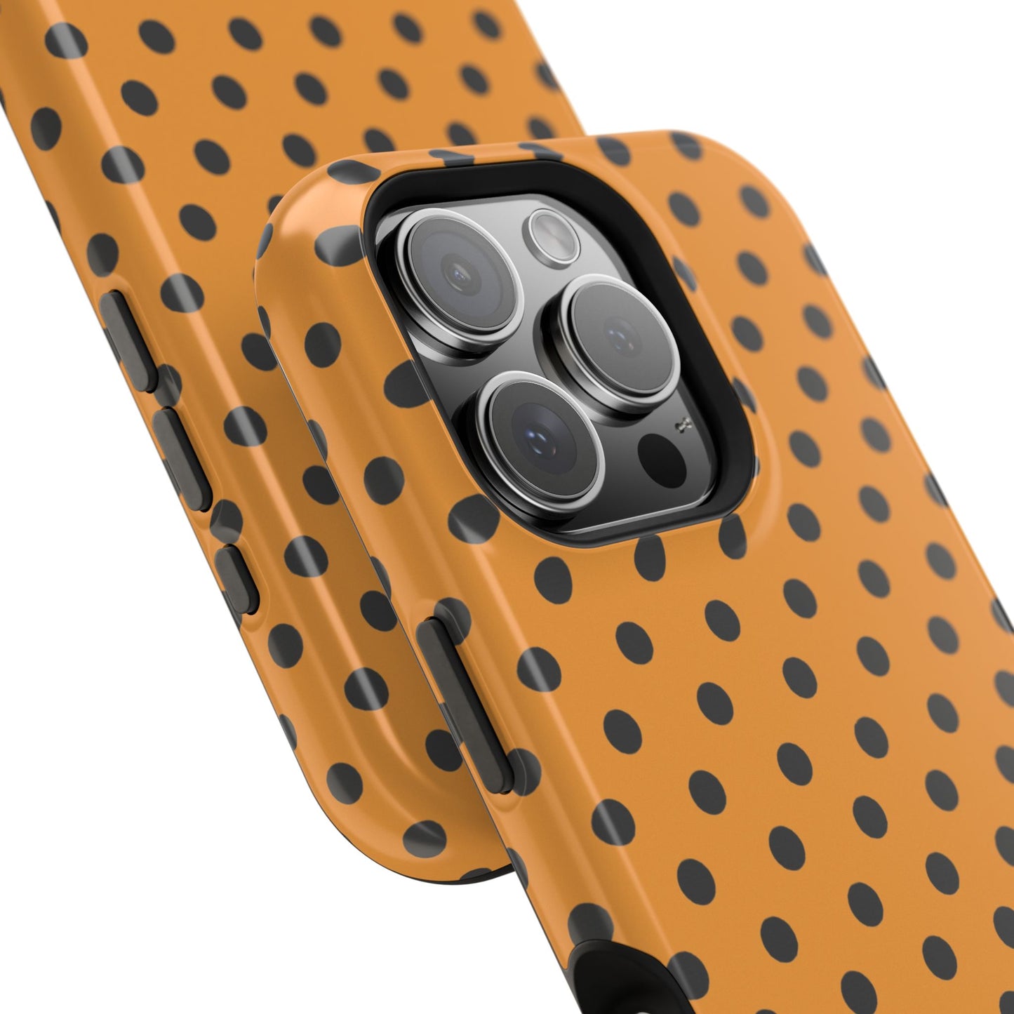 osbina | MagSafe Compatible for iPhone | Spot On Chic — The Orange + Black Polka Dot Case | The Season Collective