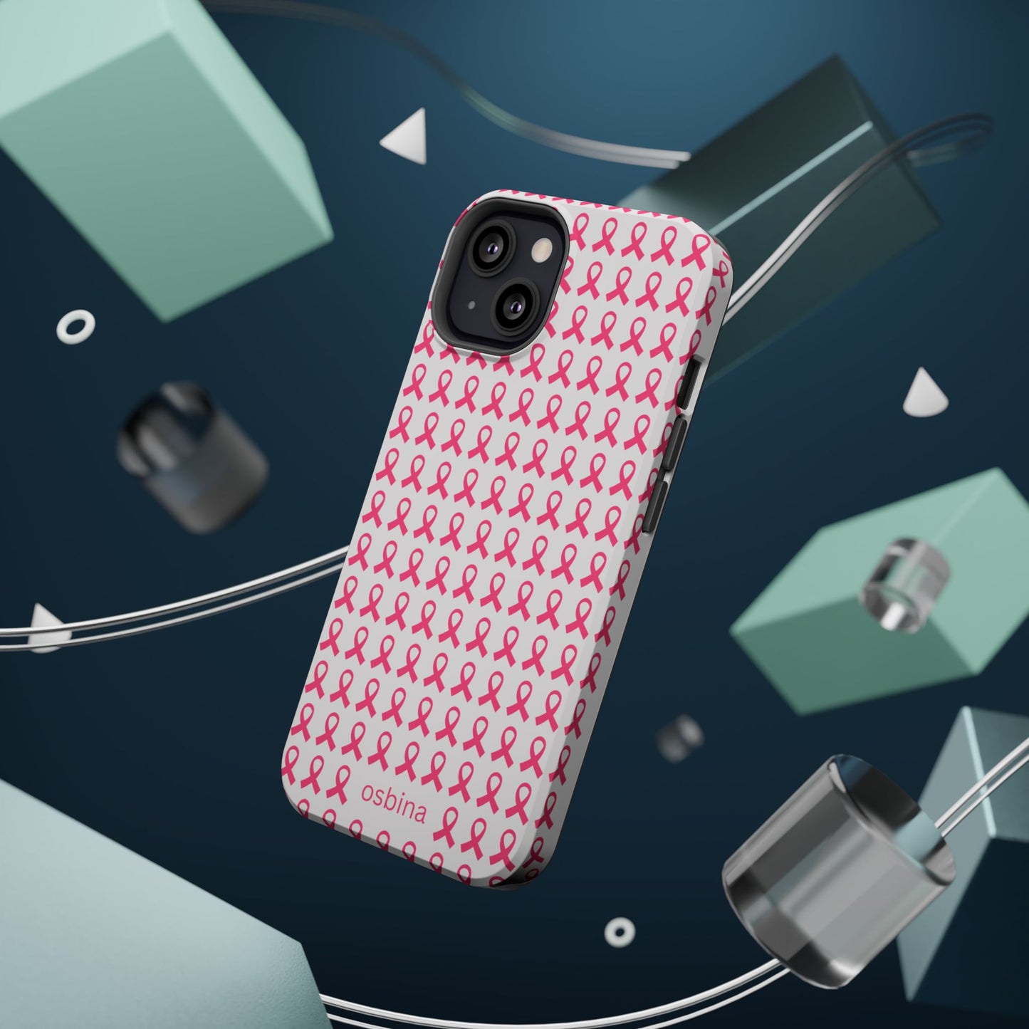 osbina | MagSafe compatible for iPhone | Limited Edition The Side By Side Pink Ribbons Case in Light Pink + Soft Pink + Hot Pink | The Pink October Collection | Inspired By