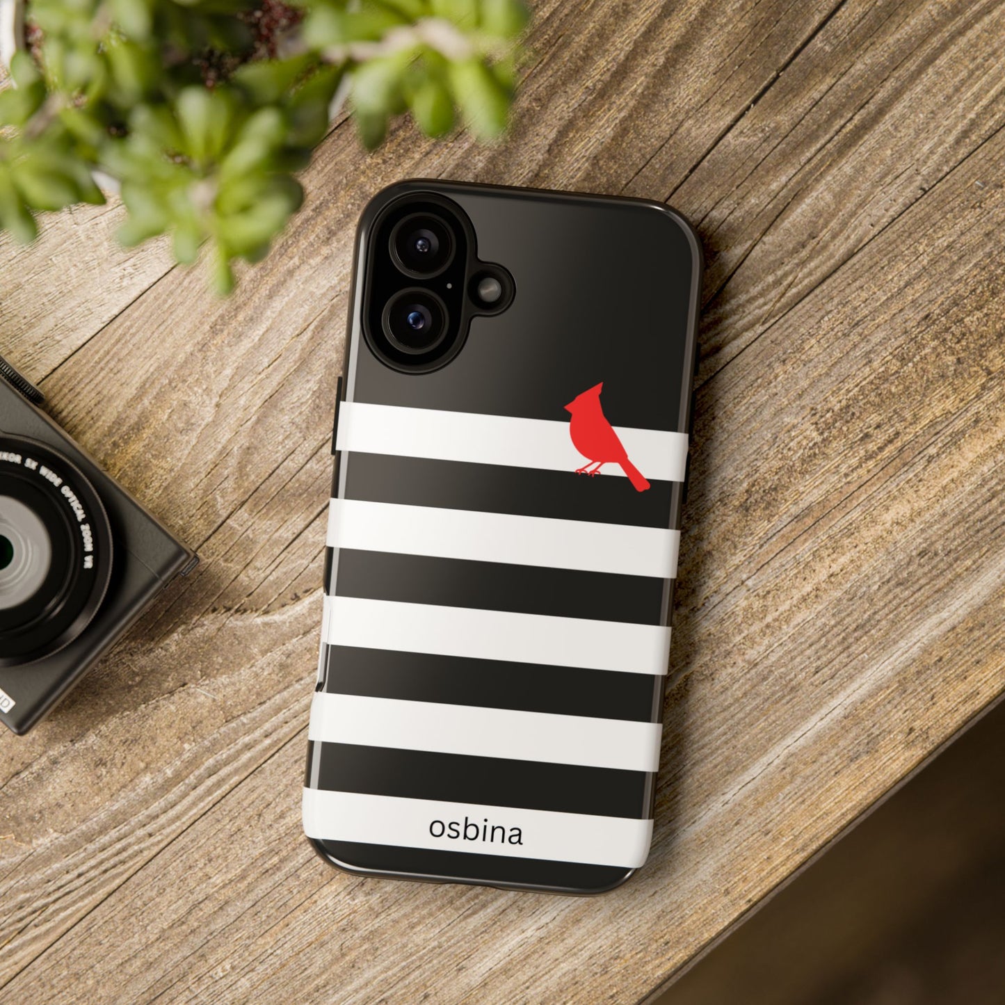 osbina | Redbird Edition Thinking of You Phone Case Black & White Stripe | Inspired By Collection