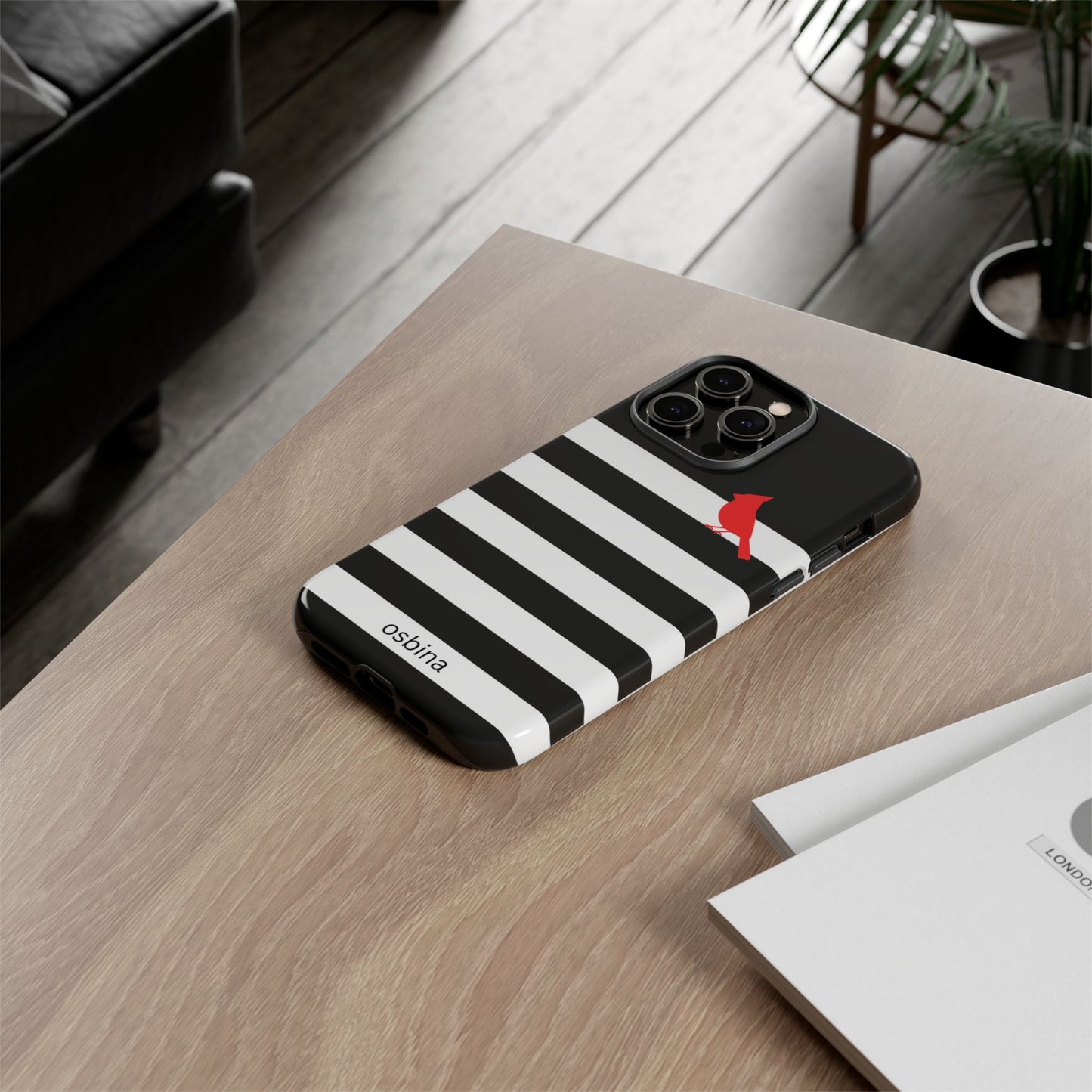 osbina | Redbird Edition Thinking of You Phone Case Black & White Stripe | Inspired By Collection