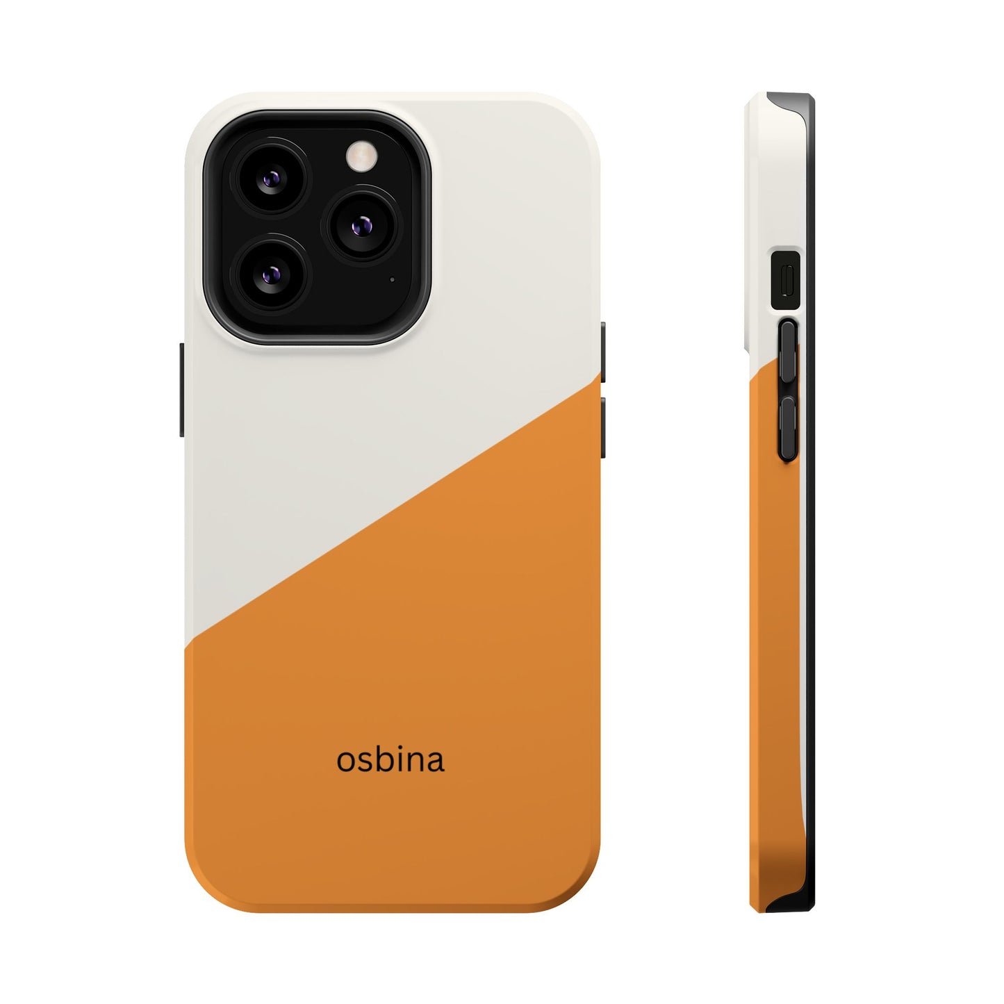 osbina | MagSafe Compatible for iPhone | Divide & Conquer — The Orange + White Split Diagonal Case | The Season Collective