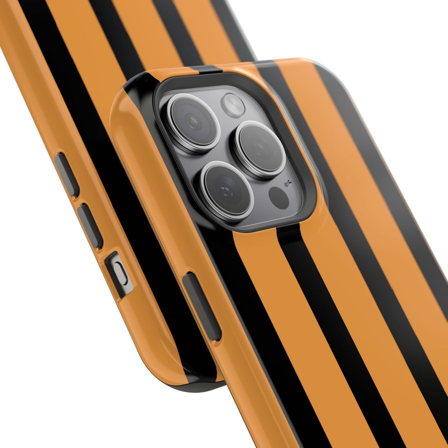 osbina | MagSafe Compatible for iPhone | The Statement Stripe Case in Black + Orange | The Season Collective