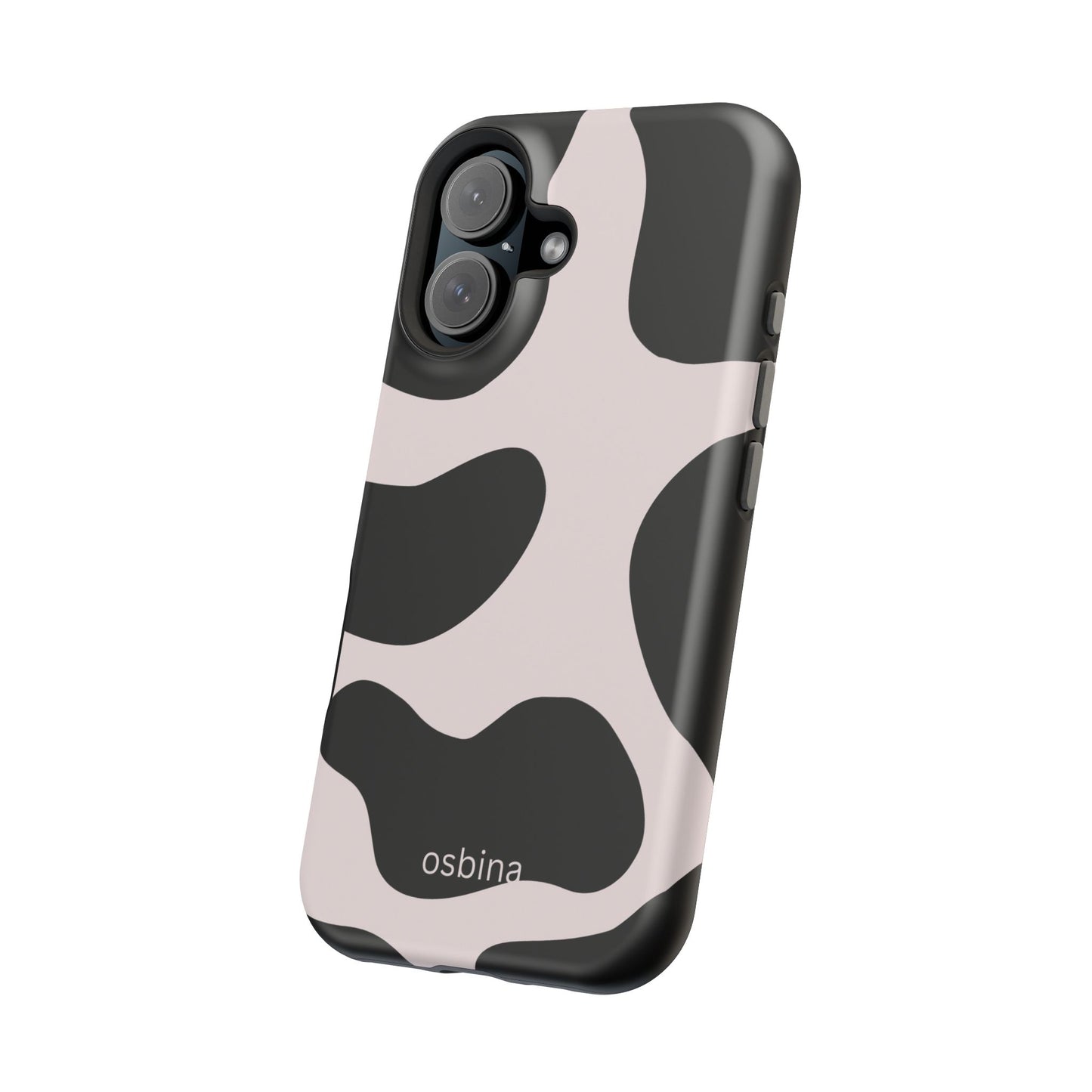 osbina | MagSafe compatible for iPhone | Prairie Chic Pink & Black Cow Print Phone Case | Modern Muse Collection