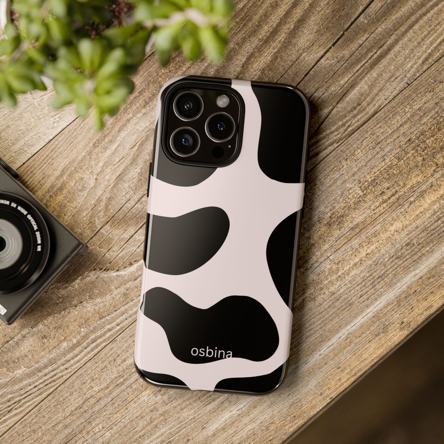 osbina | Prairie Chic Pink & Black Cow Print Phone Case | Modern Muse Collection