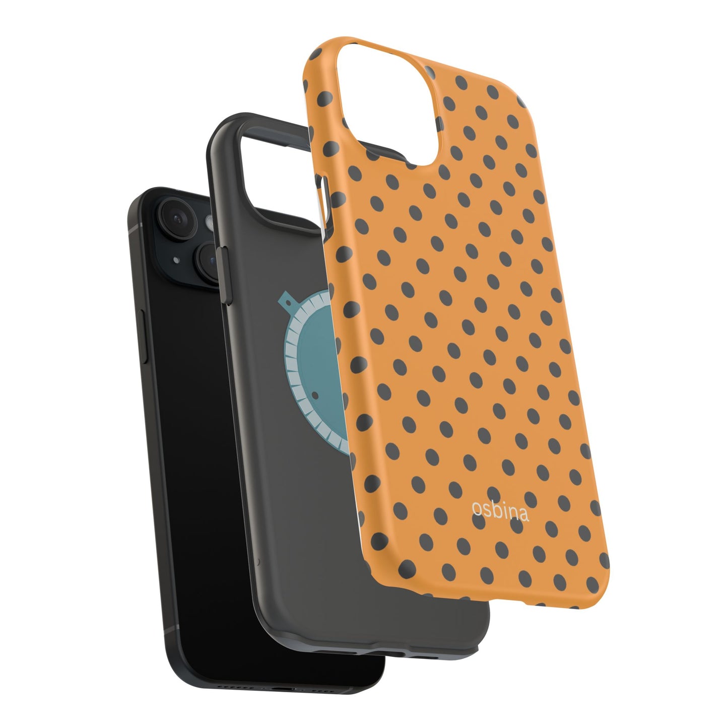osbina | MagSafe Compatible for iPhone | Spot On Chic — The Orange + Black Polka Dot Case | The Season Collective