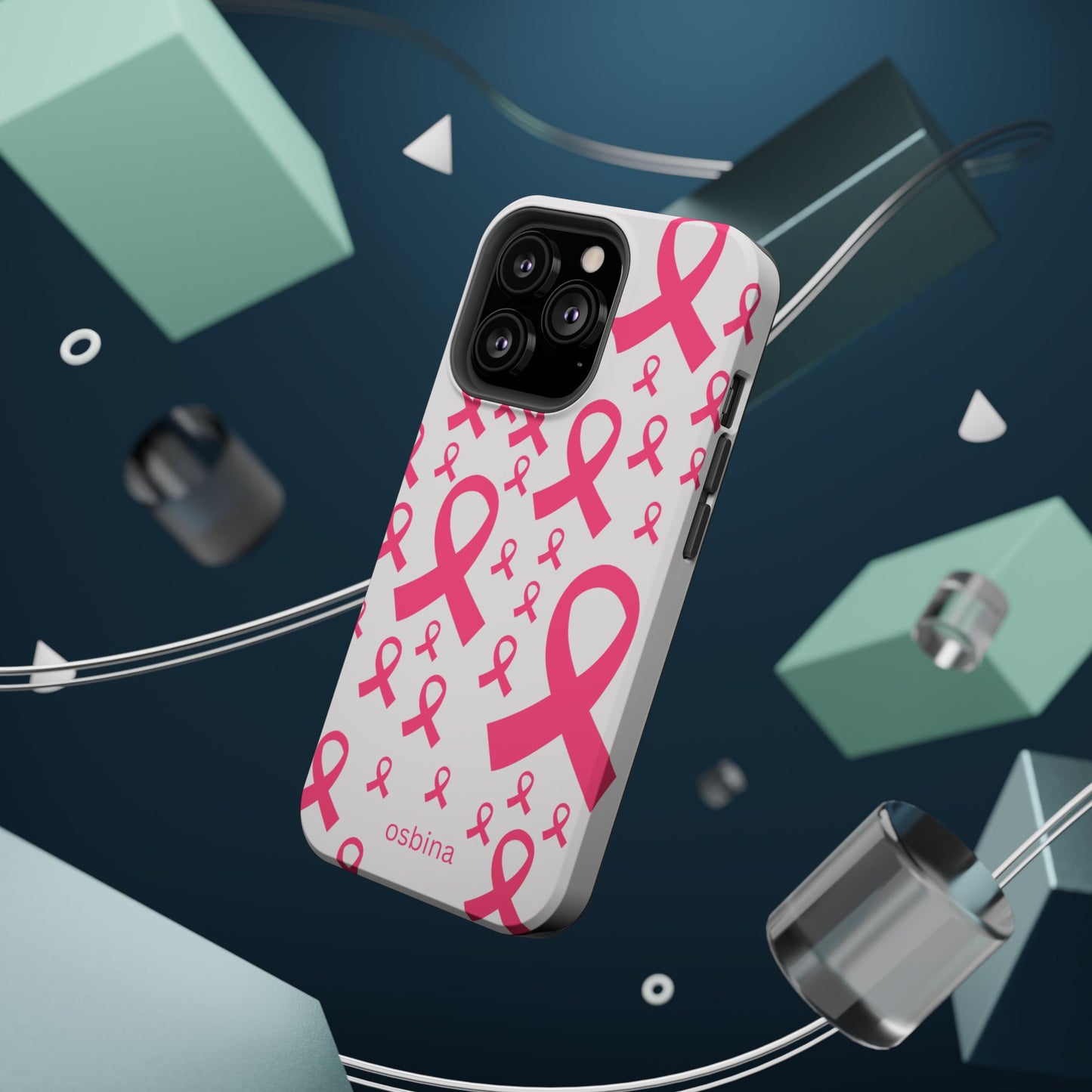 osbina | MagSafe compatible for iPhone | Limited Edition Strength in Ribbons Case in Light Pink + Soft Pink + Hot Pink | The Pink October Collection | Inspired By