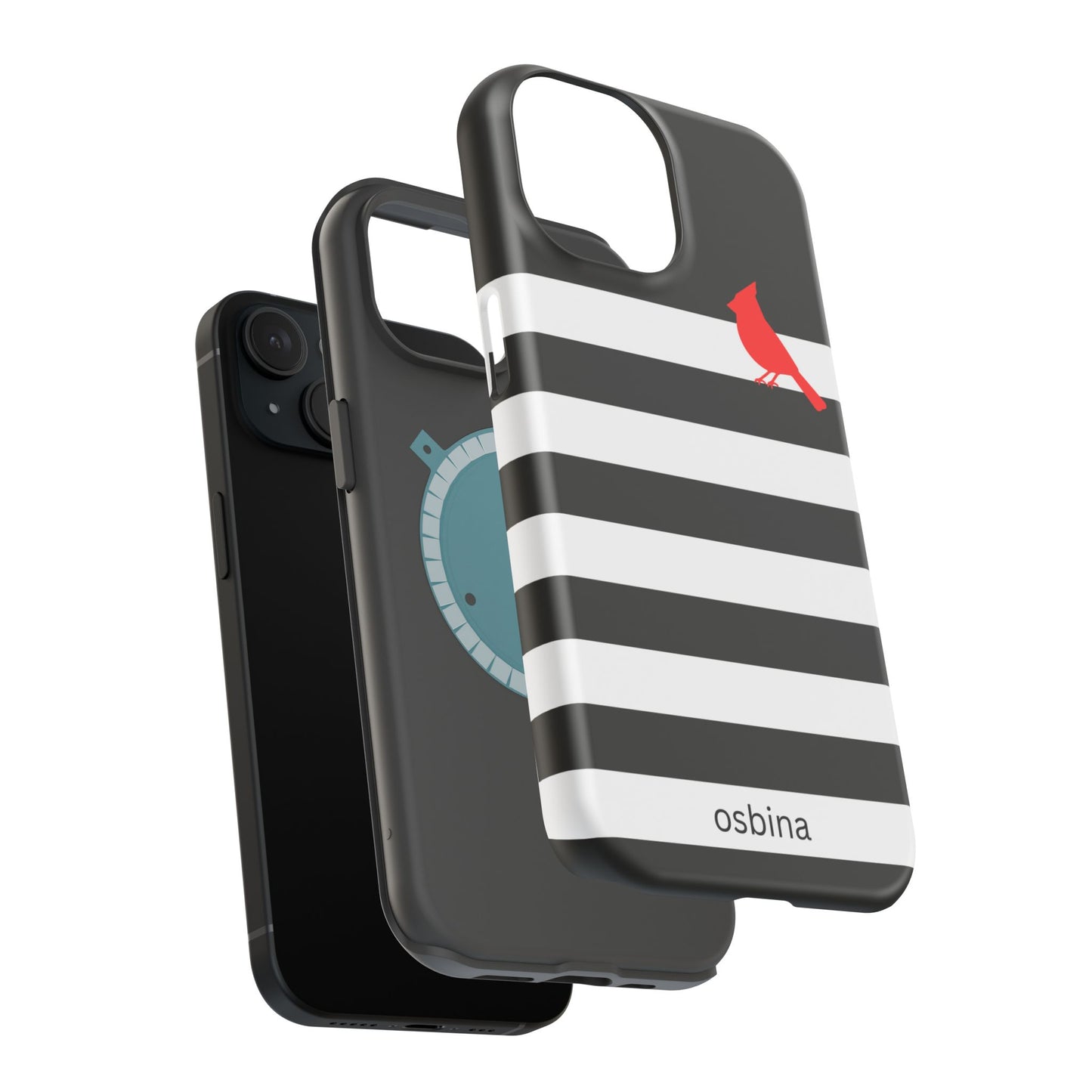 osbina | MagSafe compatible for iPhone | Redbird Edition Thinking of You Phone Case Black & White Stripe | Inspired By Collection
