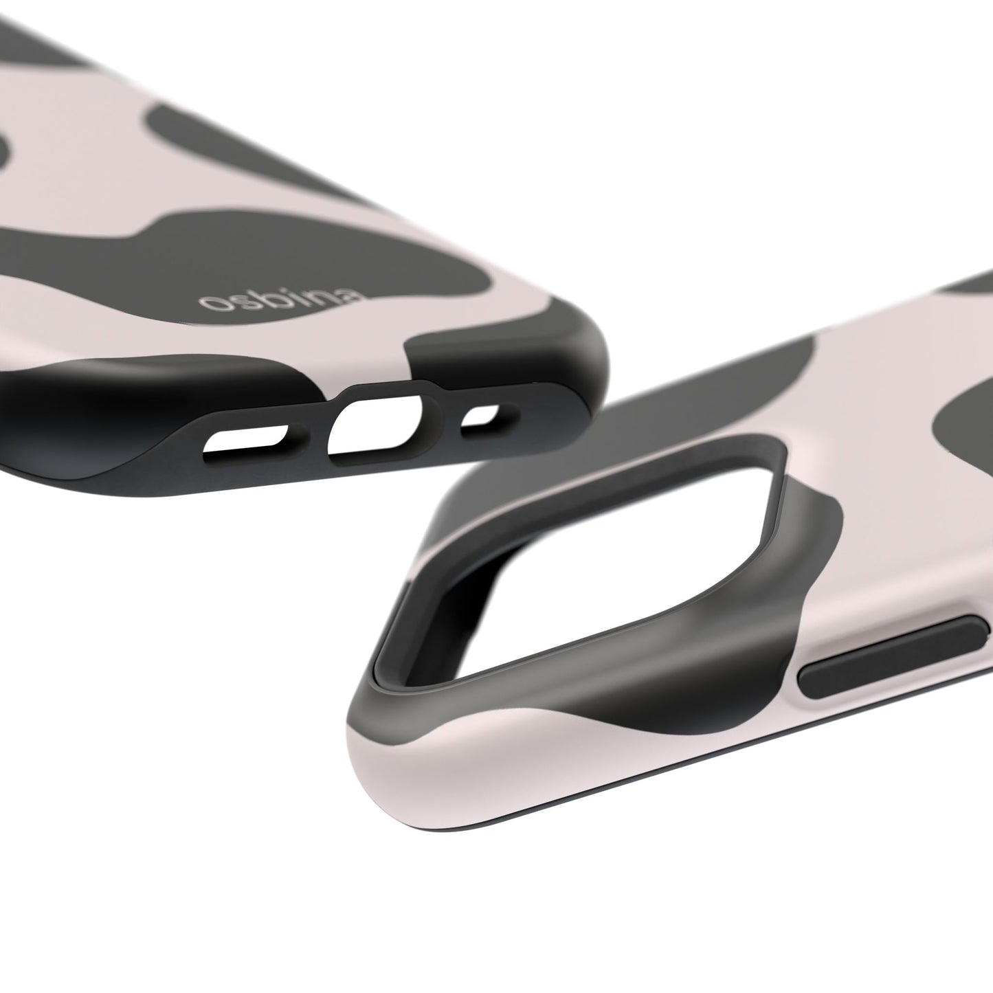 osbina | MagSafe compatible for iPhone | Prairie Chic Pink & Black Cow Print Phone Case | Modern Muse Collection