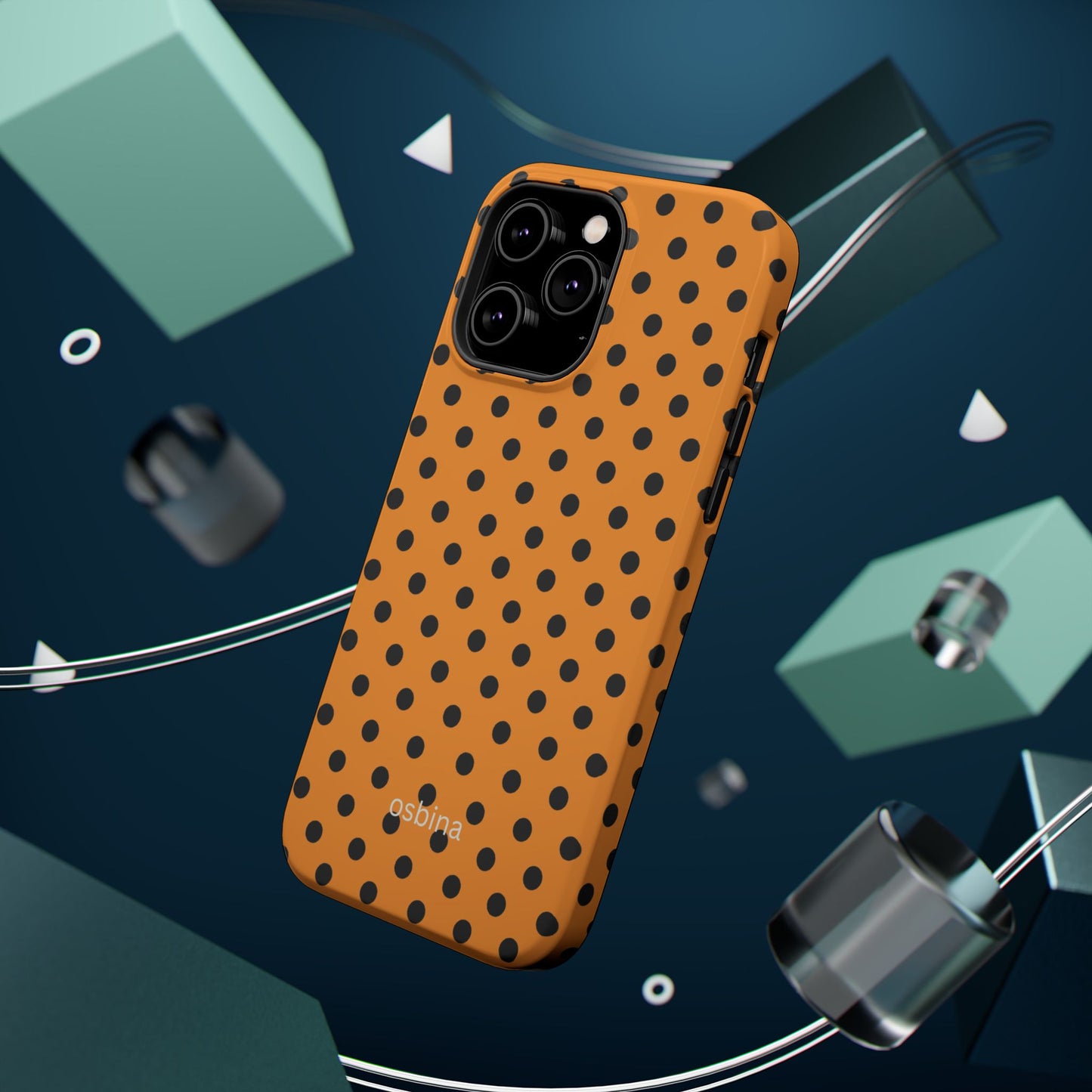 osbina | MagSafe Compatible for iPhone | Spot On Chic — The Orange + Black Polka Dot Case | The Season Collective