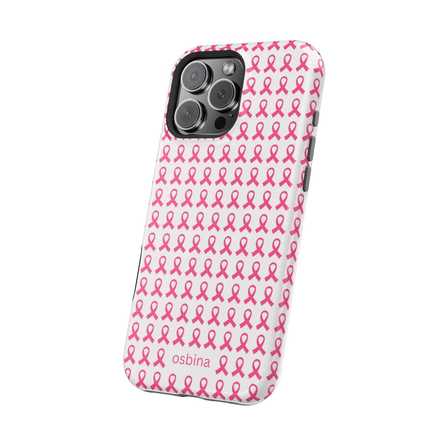 osbina | MagSafe compatible for iPhone | Limited Edition The Side By Side Pink Ribbons Case in Light Pink + Soft Pink + Hot Pink | The Pink October Collection | Inspired By