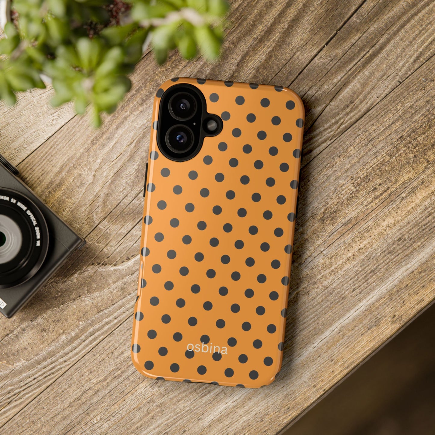 osbina | Spot On Chic — The Orange + Black Polka Dot Case | The Season Collective