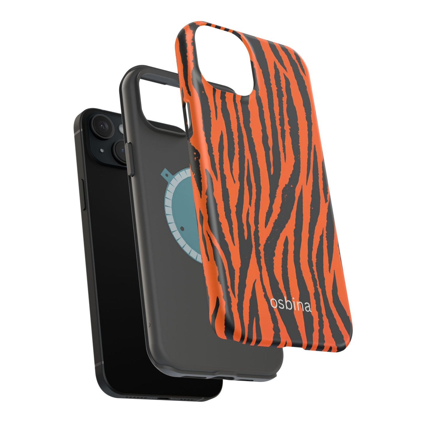 osbina | MagSafe Compatible for iPhone | Tiger, But Make It Chic — The Bengal Stripe Case in Orange + Black | The Season Collective