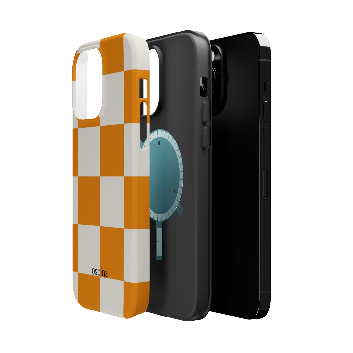 osbina | MagSafe Compatible for iPhone | Check You Out — The Orange + White Check Case | The Season Collective