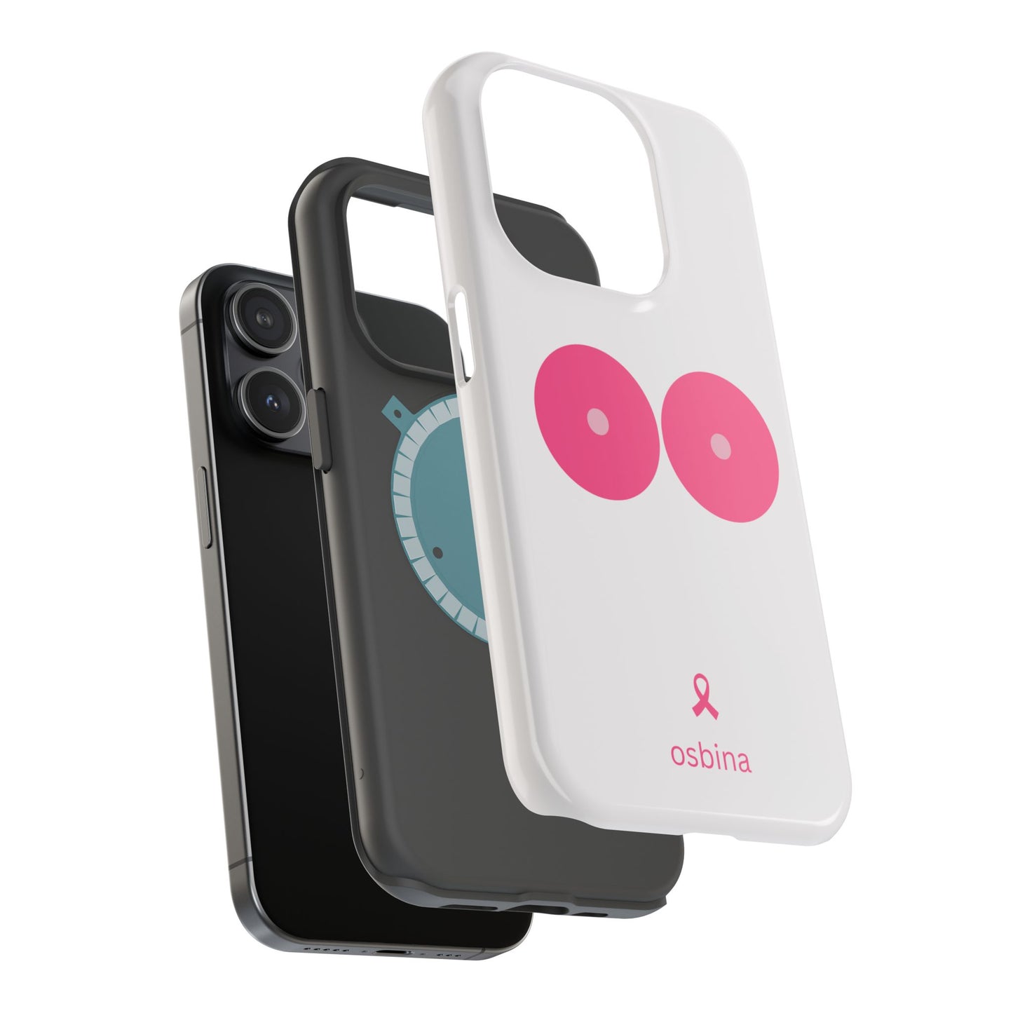 osbina | MagSafe compatible for iPhone | Limited Edition The Check Your Tatas Case in Light Pink + Soft Pink + Hot Pink | The Pink October Collection | Inspired By