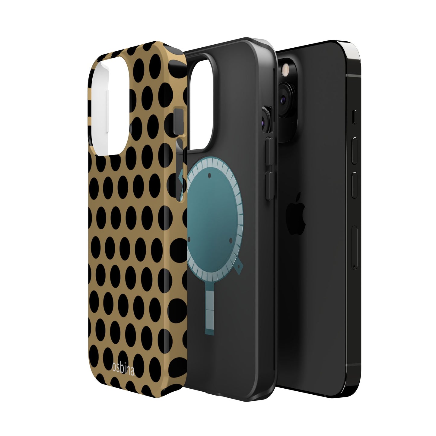 osbina | MagSafe compatible for iPhone | Camel Noir Dots Phone Case | Modern Muse Collection