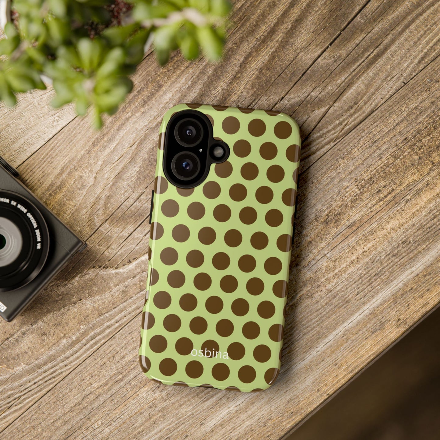 osbina | Chartreuse Cocoa Dots Phone Case | Color Edit Collection