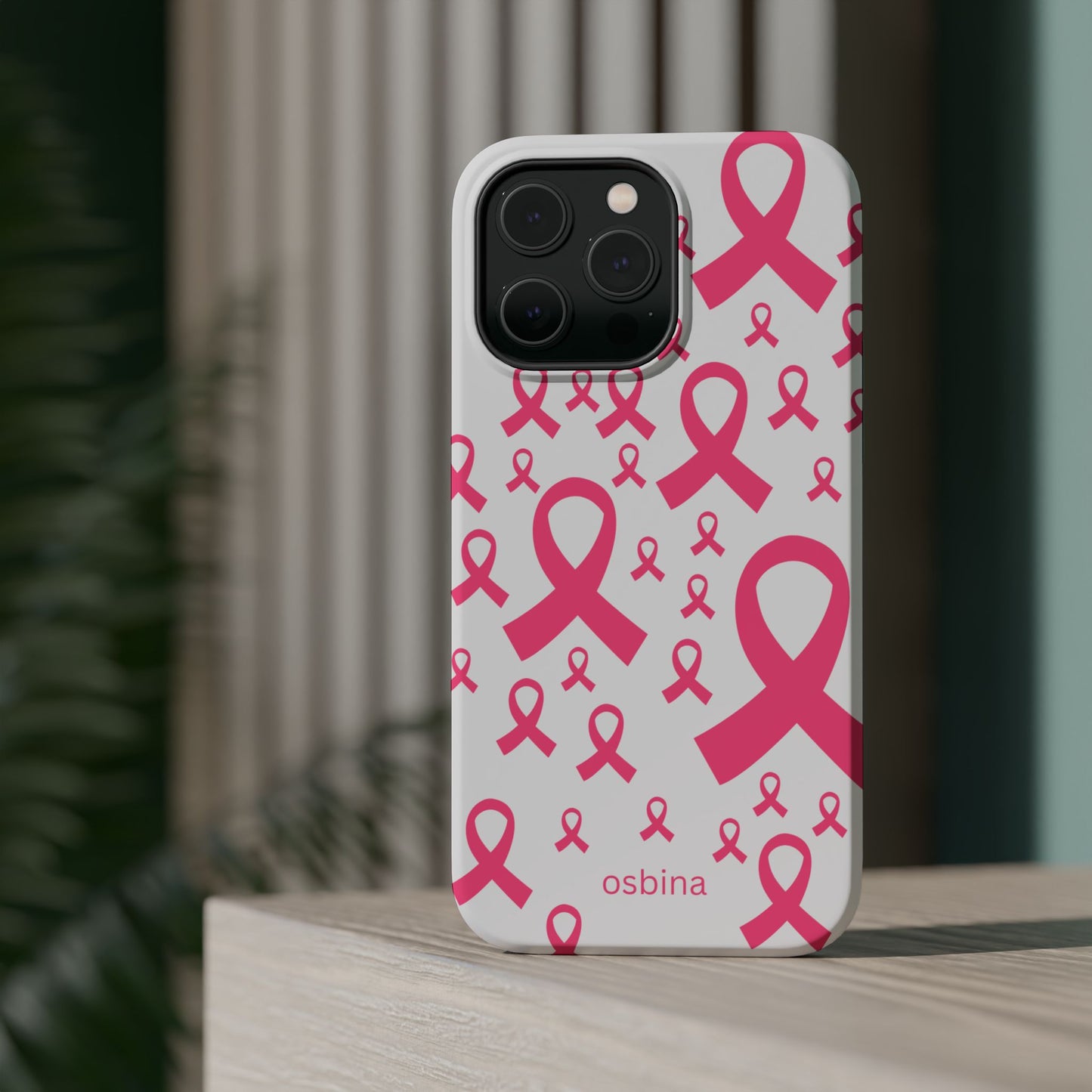 osbina | MagSafe compatible for iPhone | Limited Edition Strength in Ribbons Case in Light Pink + Soft Pink + Hot Pink | The Pink October Collection | Inspired By