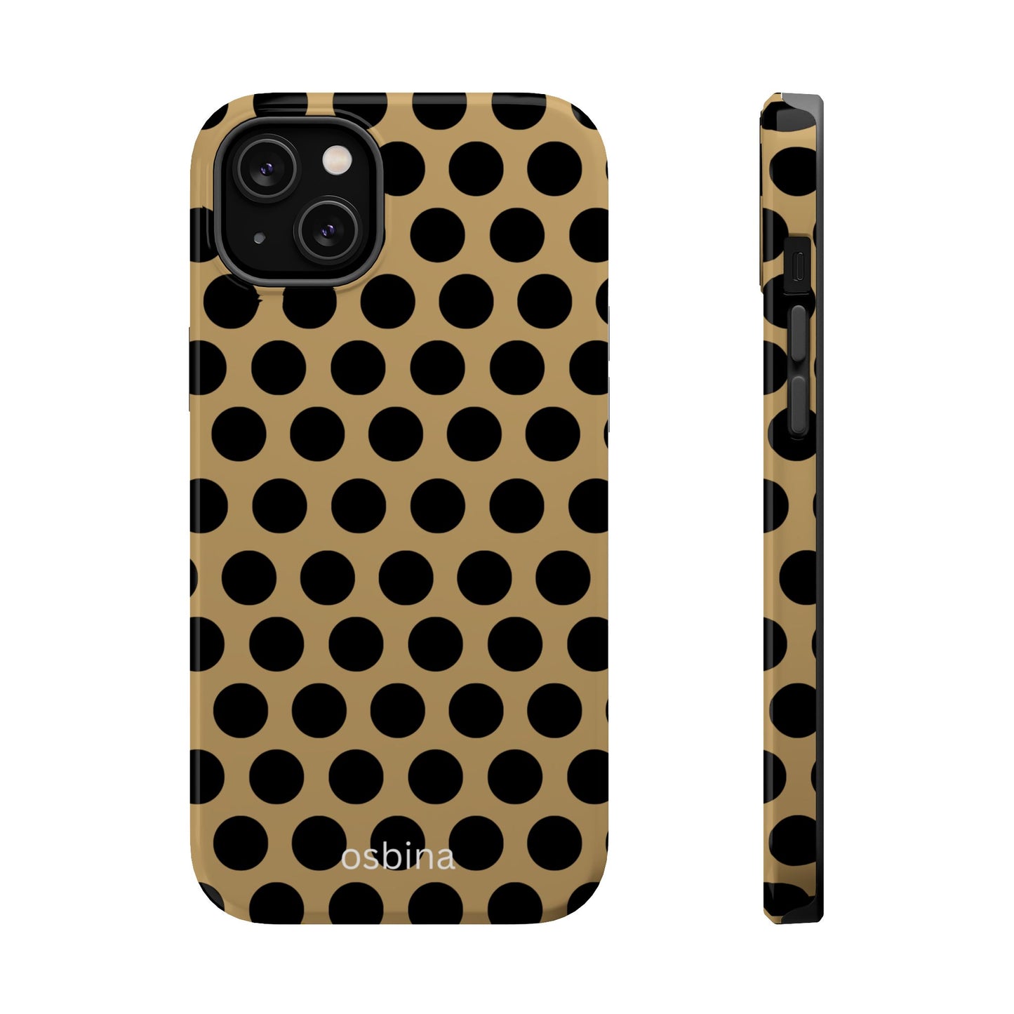 osbina | MagSafe compatible for iPhone | Camel Noir Dots Phone Case | Modern Muse Collection