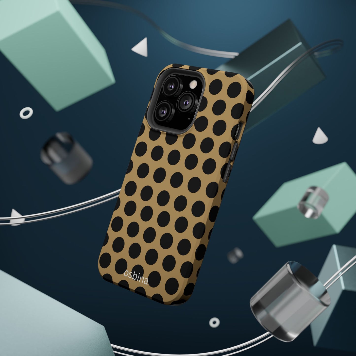 osbina | MagSafe compatible for iPhone | Camel Noir Dots Phone Case | Modern Muse Collection
