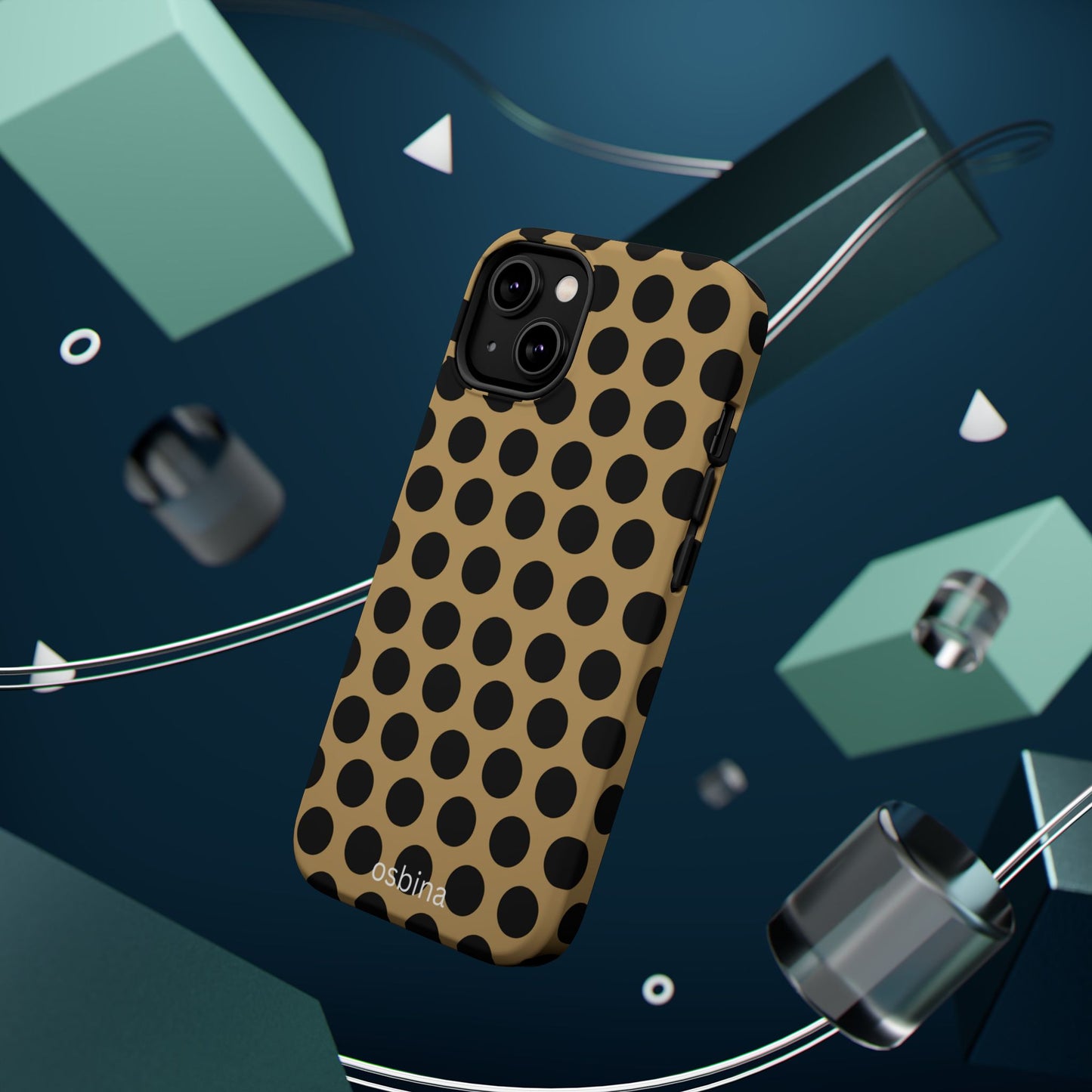 osbina | MagSafe compatible for iPhone | Camel Noir Dots Phone Case | Modern Muse Collection