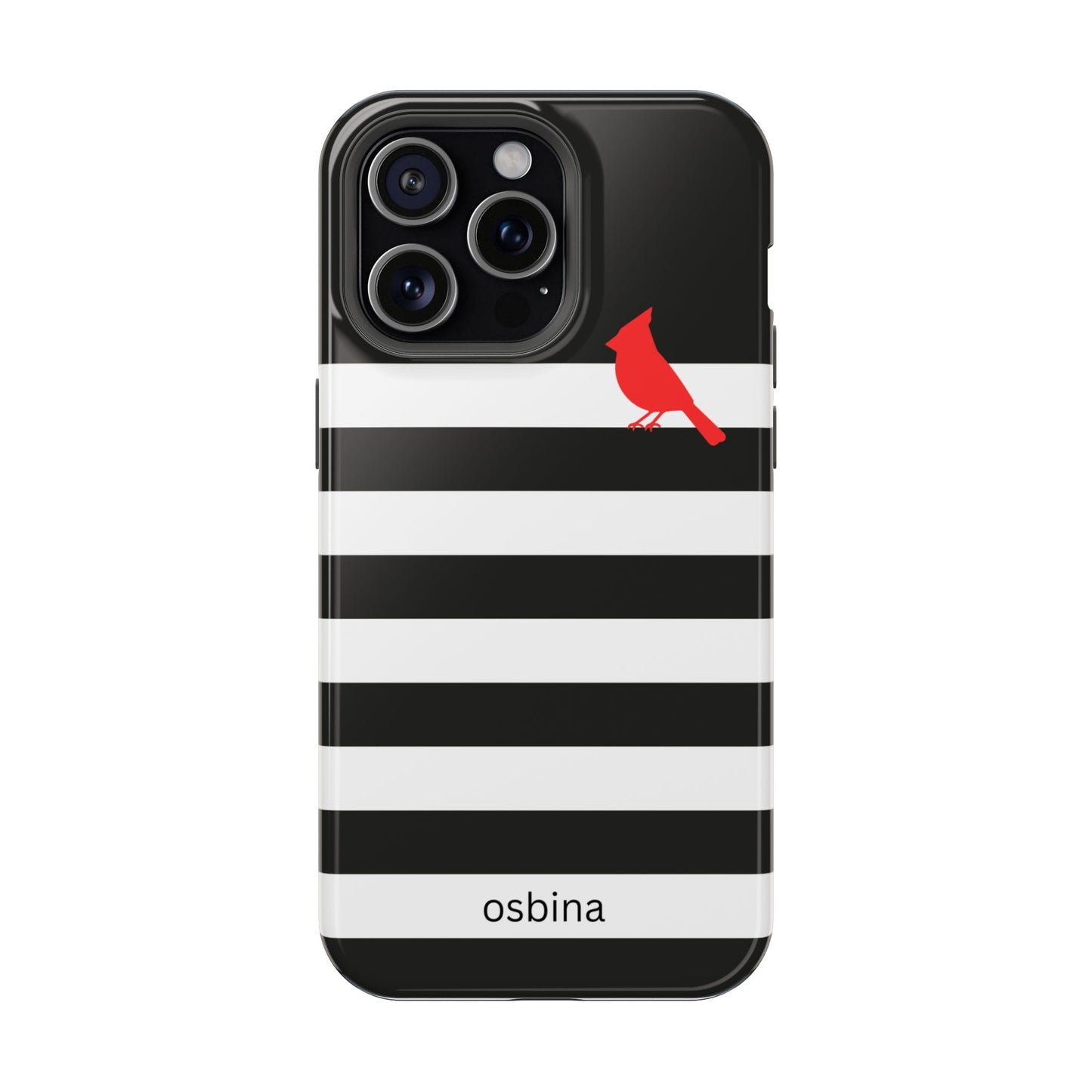 osbina | MagSafe compatible for iPhone | Redbird Edition Thinking of You Phone Case Black & White Stripe | Inspired By Collection