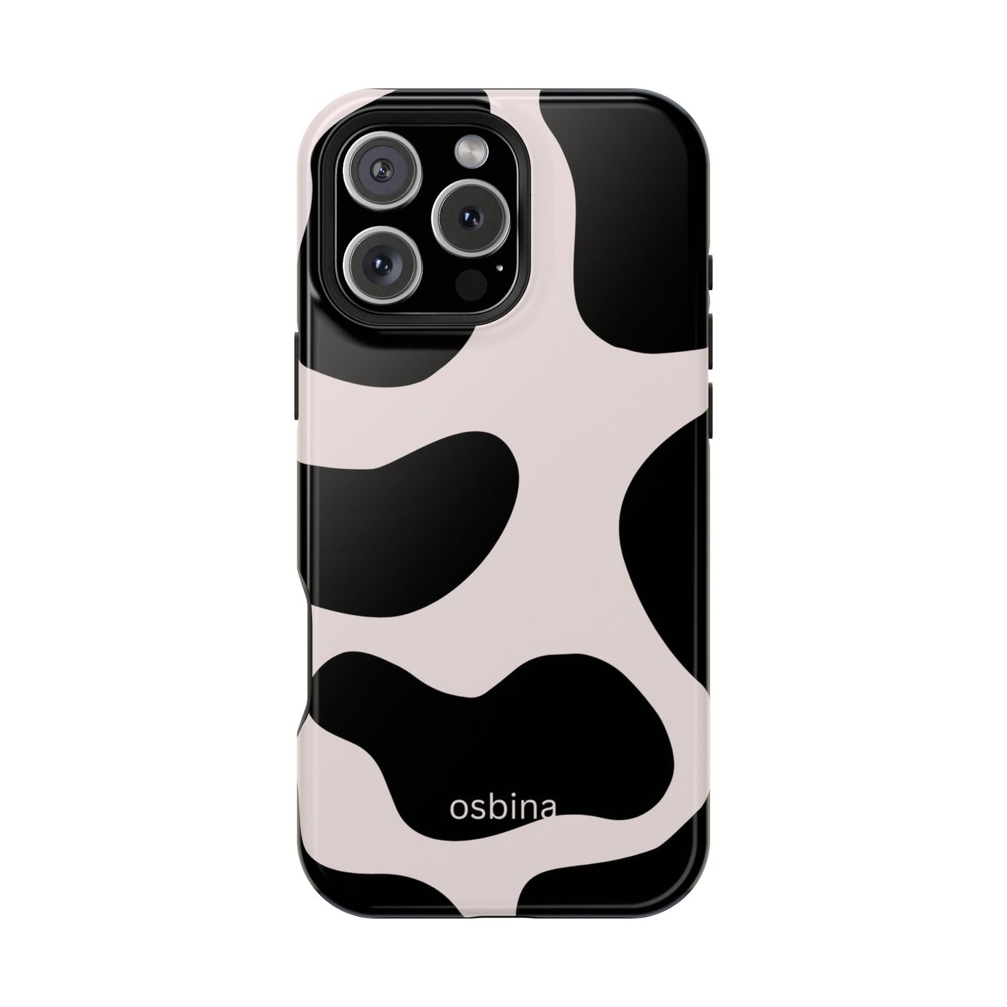 osbina | MagSafe compatible for iPhone | Prairie Chic Pink & Black Cow Print Phone Case | Modern Muse Collection