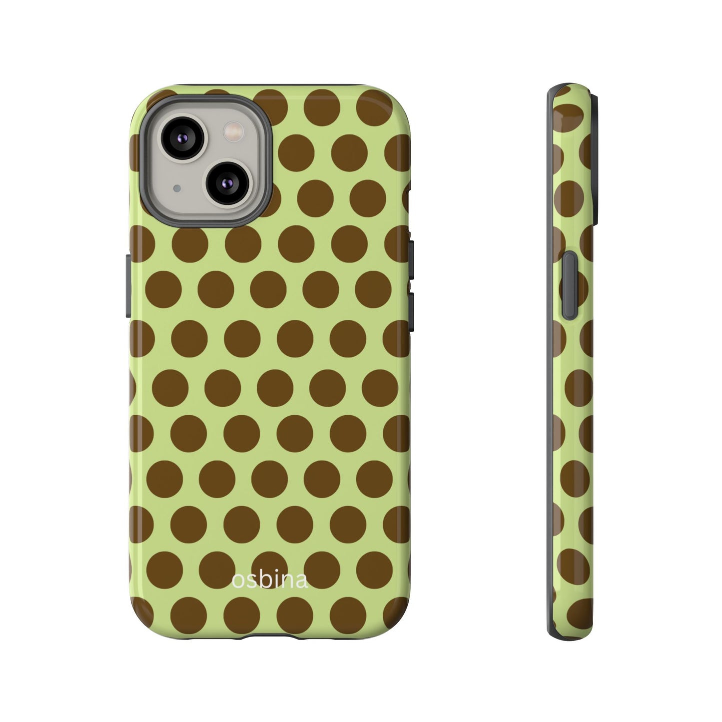 osbina | Chartreuse Cocoa Dots Phone Case | Color Edit Collection