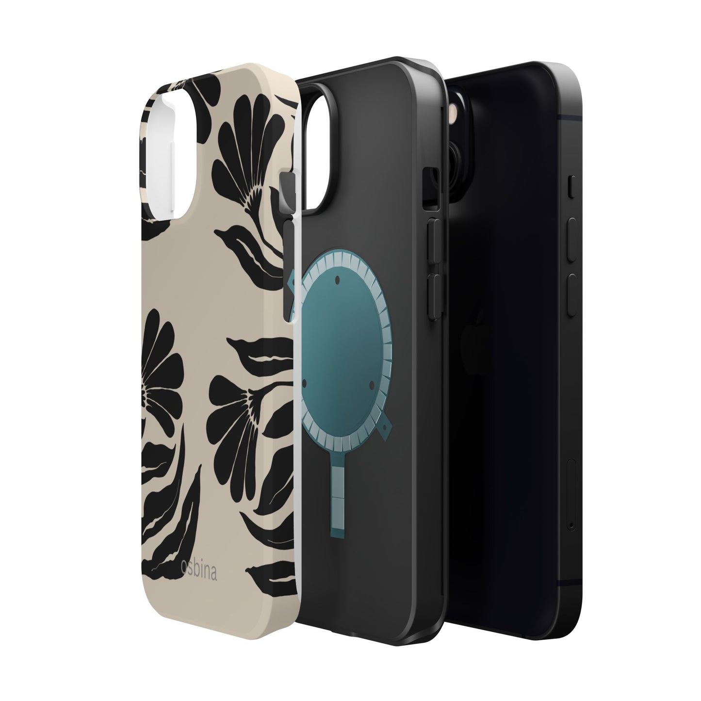 osbina | MagSafe compatible for iPhone | Obsidian Bloom Flower Phone Case | Modern Muse Collection