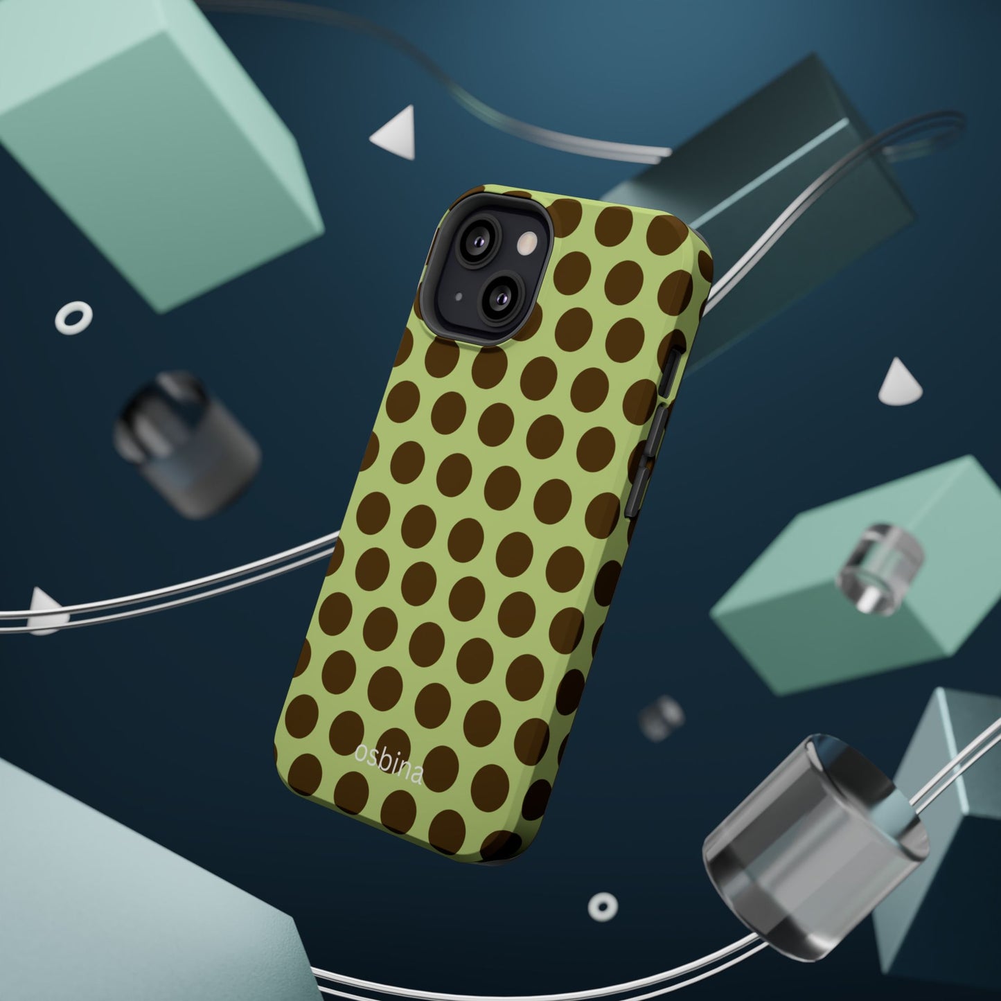 osbina | MagSafe compatible for iPhone | Chartreuse Cocoa Dots Phone Case | Color Edit Collection