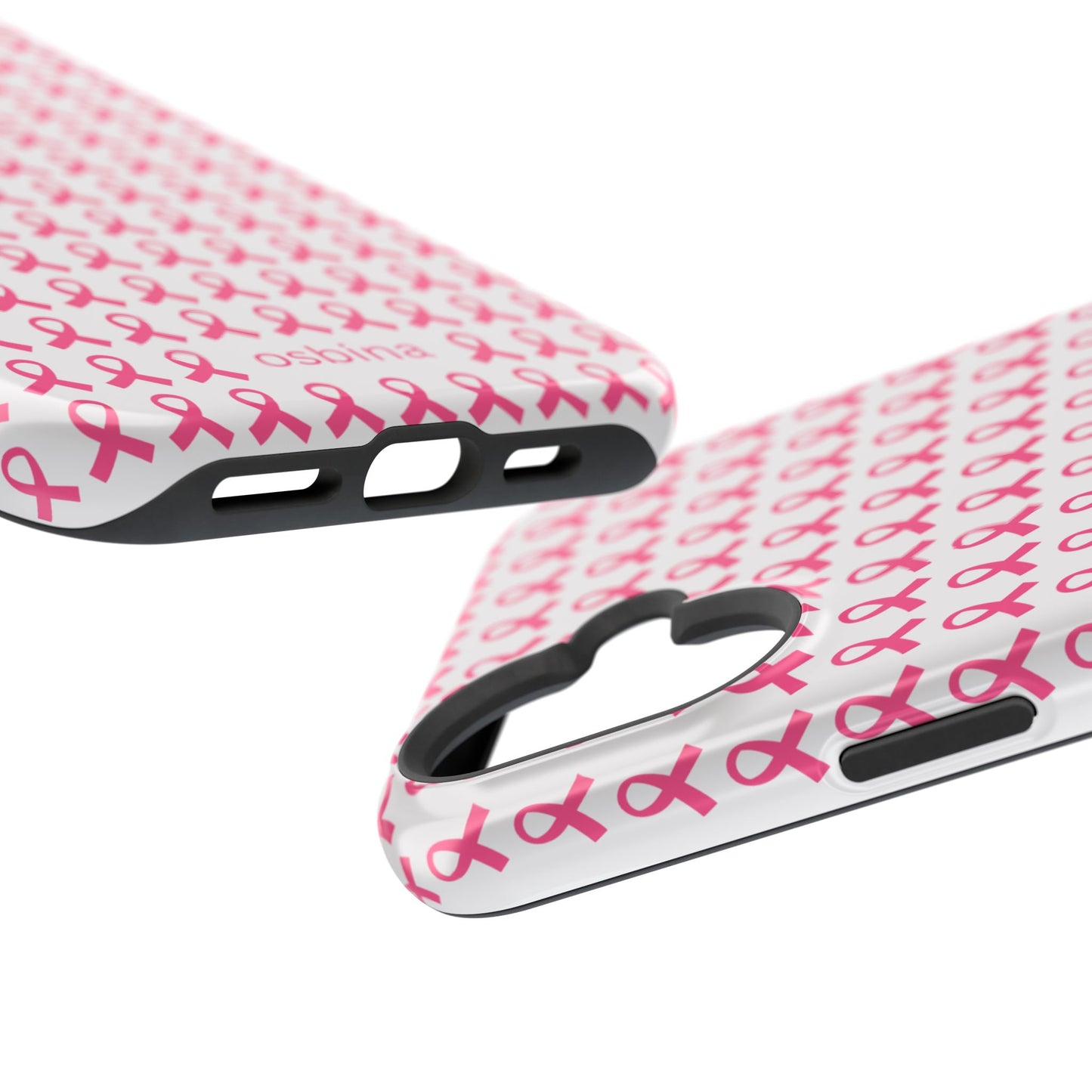 osbina | MagSafe compatible for iPhone | Limited Edition The Side By Side Pink Ribbons Case in Light Pink + Soft Pink + Hot Pink | The Pink October Collection | Inspired By
