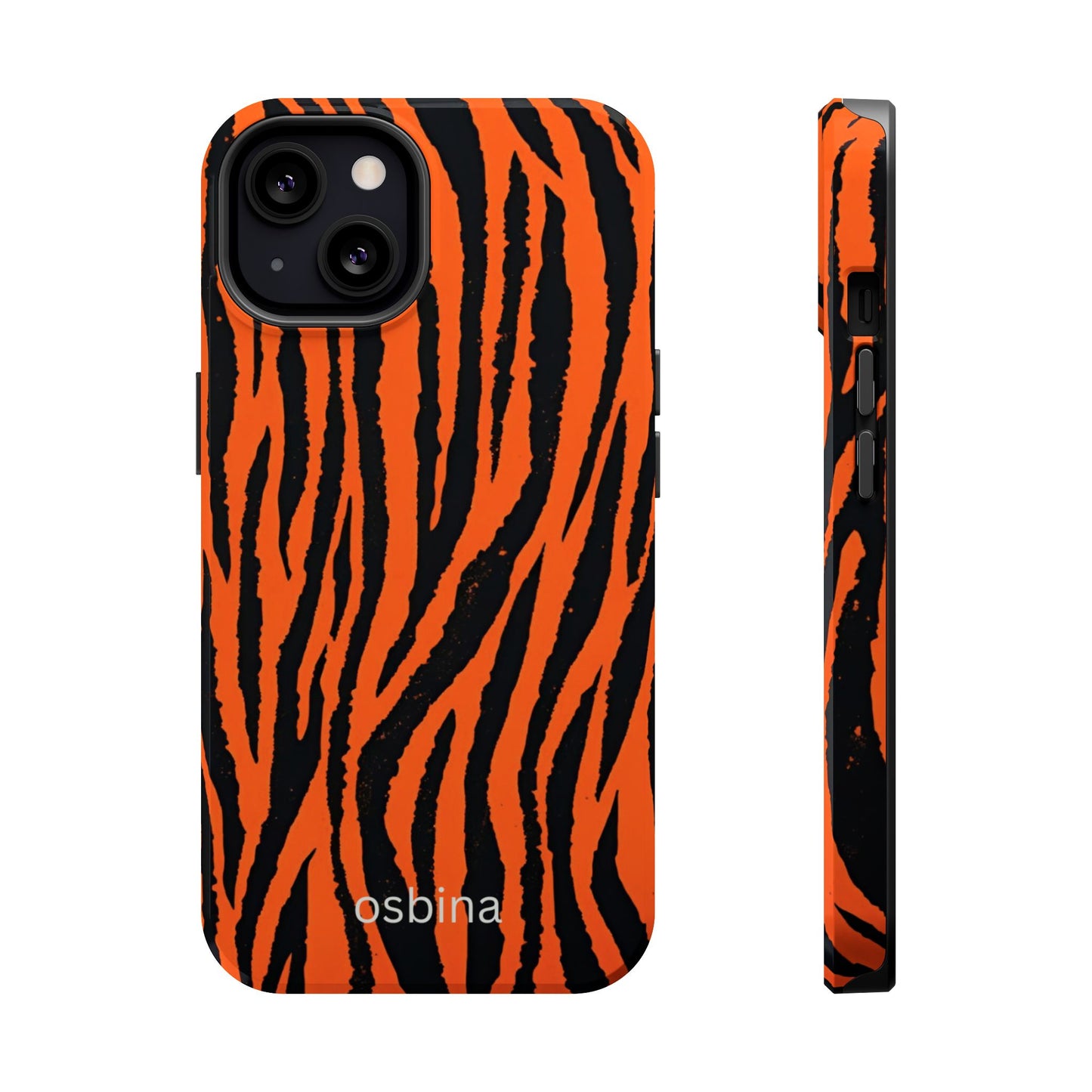 osbina | MagSafe Compatible for iPhone | Tiger, But Make It Chic — The Bengal Stripe Case in Orange + Black | The Season Collective
