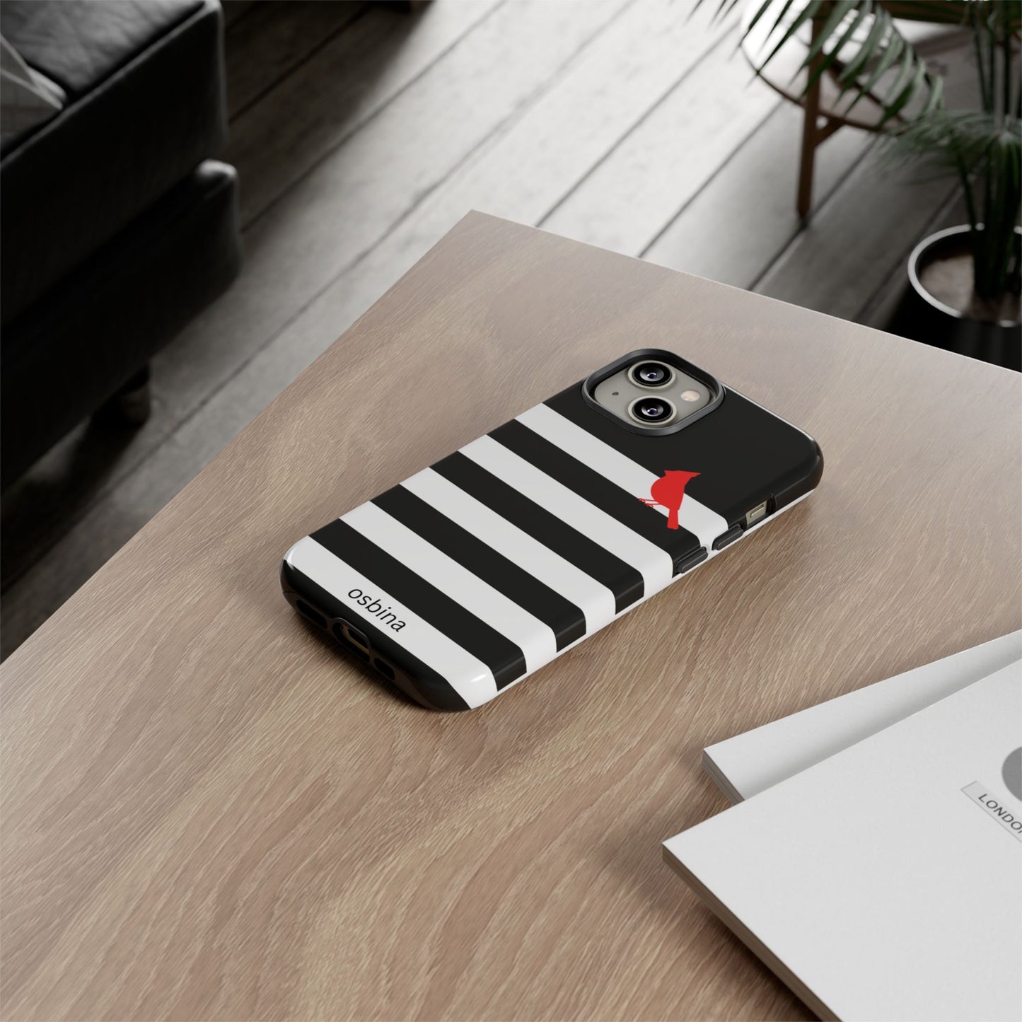 osbina | Redbird Edition Thinking of You Phone Case Black & White Stripe | Inspired By Collection