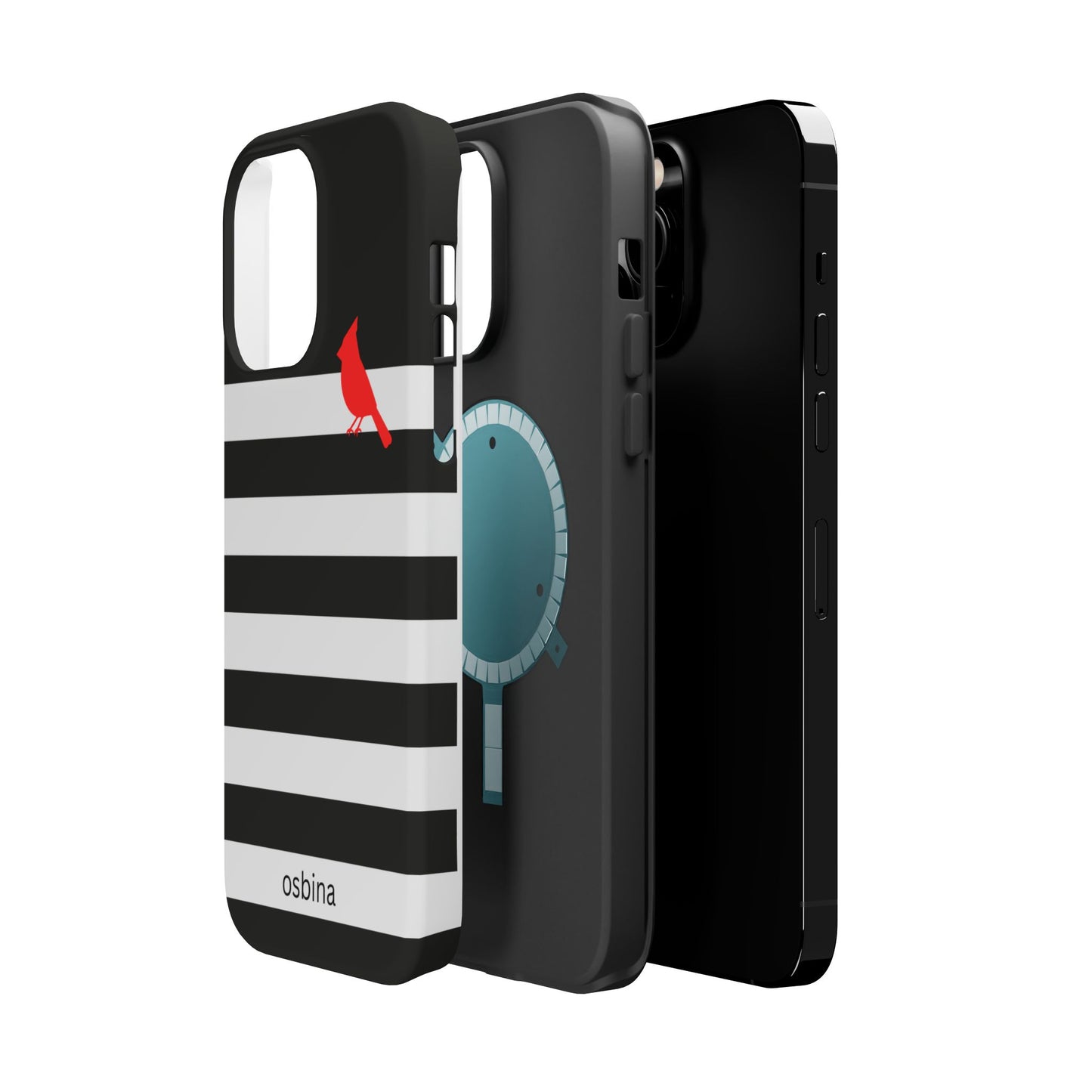 osbina | MagSafe compatible for iPhone | Redbird Edition Thinking of You Phone Case Black & White Stripe | Inspired By Collection