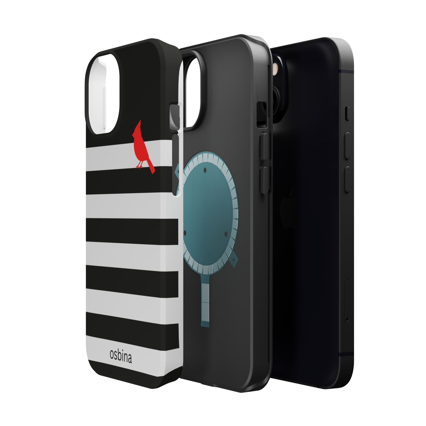osbina | MagSafe compatible for iPhone | Redbird Edition Thinking of You Phone Case Black & White Stripe | Inspired By Collection