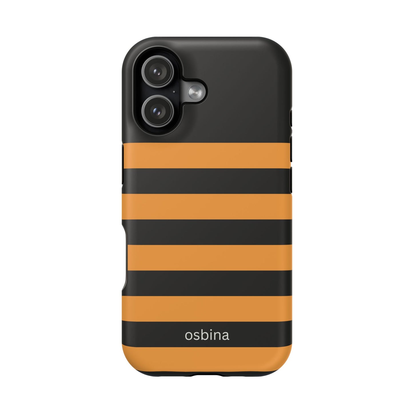 osbina | MagSafe Compatible for iPhone | The Horizon Stripe Case in Black + Orange | The Season Collective