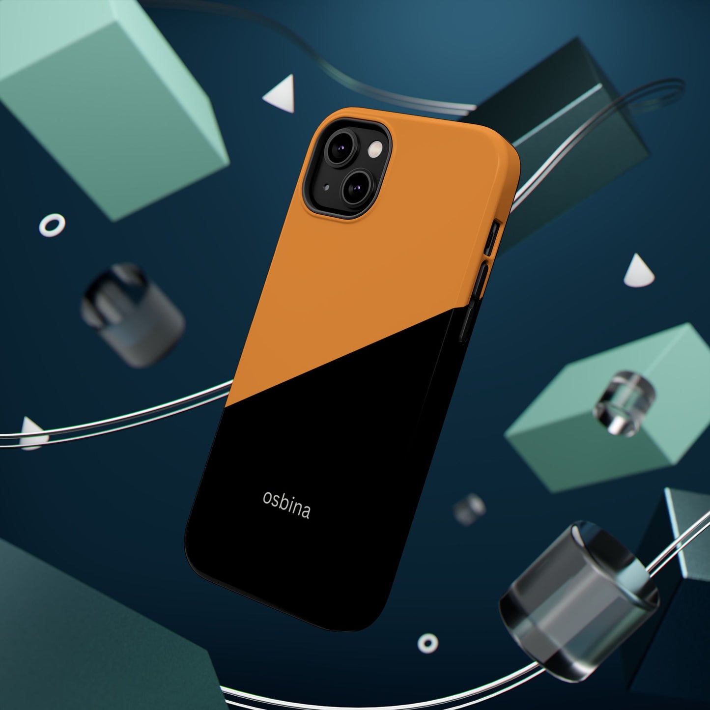 osbina | MagSafe Compatible for iPhone | Bold Moves Only — The Orange + Black Split Diagonal Case | The Season Collective