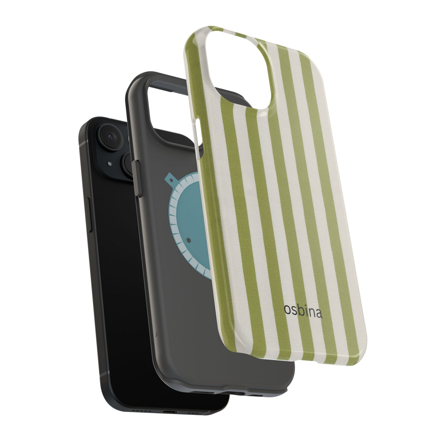 osbina | MagSafe compatible for iPhone | Verde Stripe Phone Case | Color Edit Collection