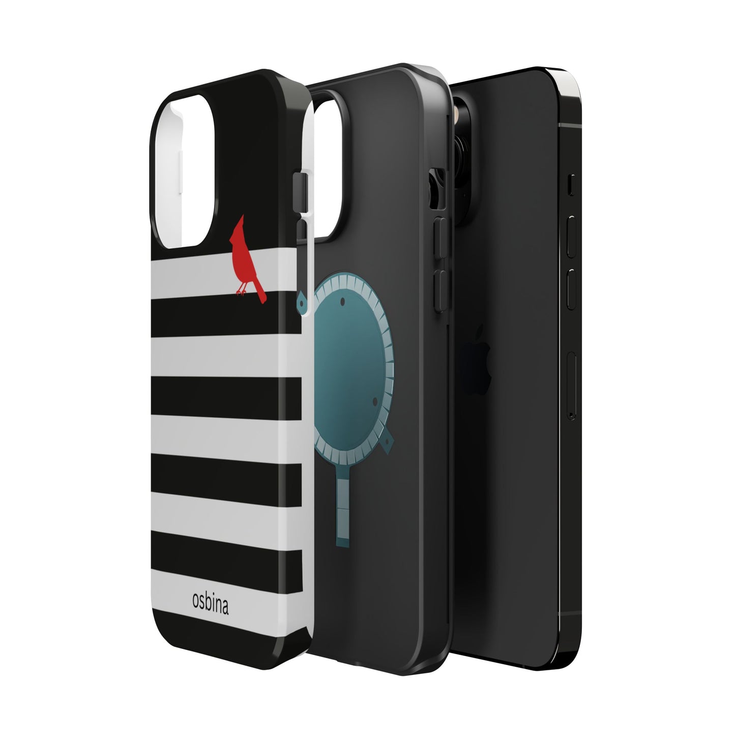 osbina | MagSafe compatible for iPhone | Redbird Edition Thinking of You Phone Case Black & White Stripe | Inspired By Collection