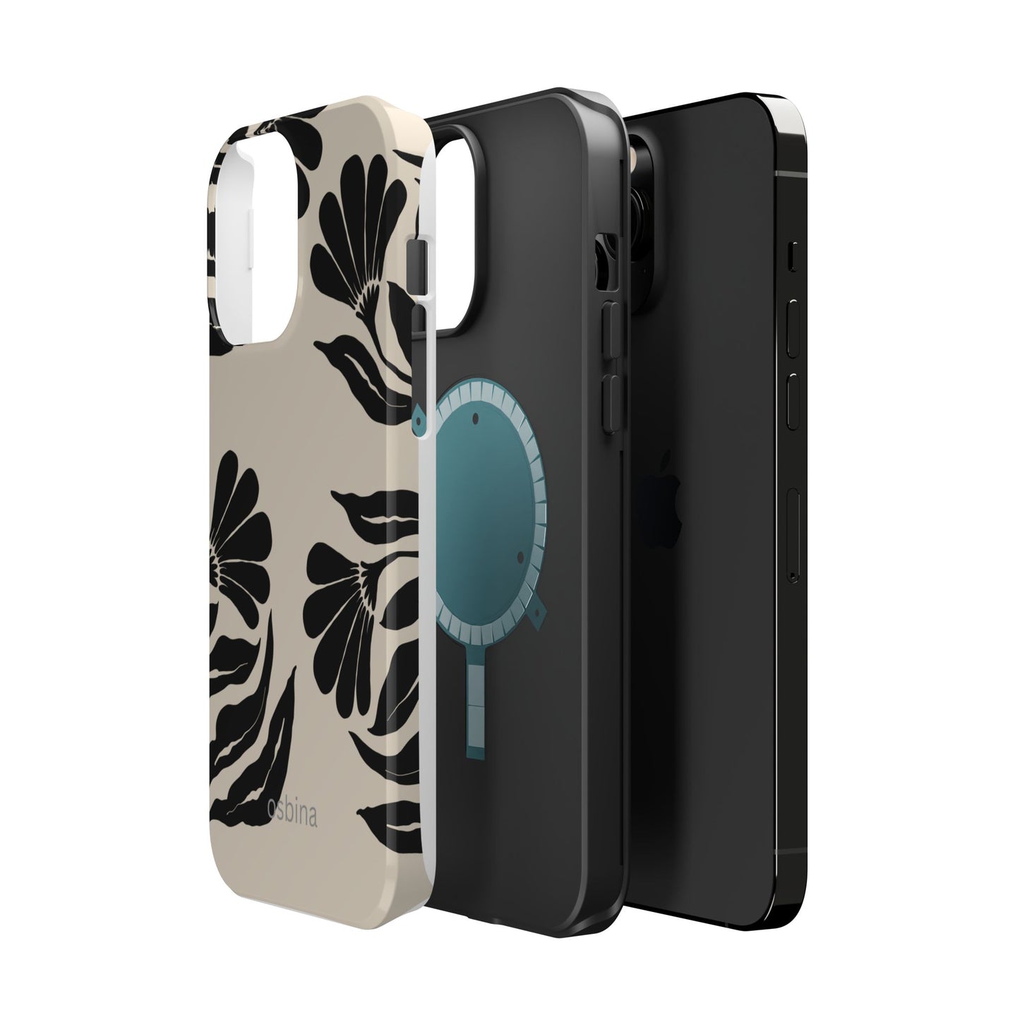 osbina | MagSafe compatible for iPhone | Obsidian Bloom Flower Phone Case | Modern Muse Collection