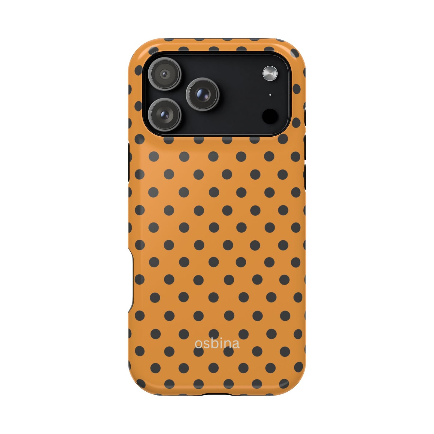 osbina | MagSafe Compatible for iPhone | Spot On Chic — The Orange + Black Polka Dot Case | The Season Collective