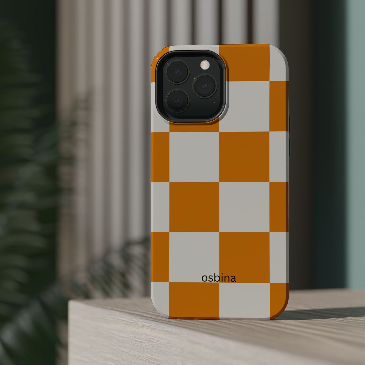 osbina | MagSafe Compatible for iPhone | Check You Out — The Orange + White Check Case | The Season Collective