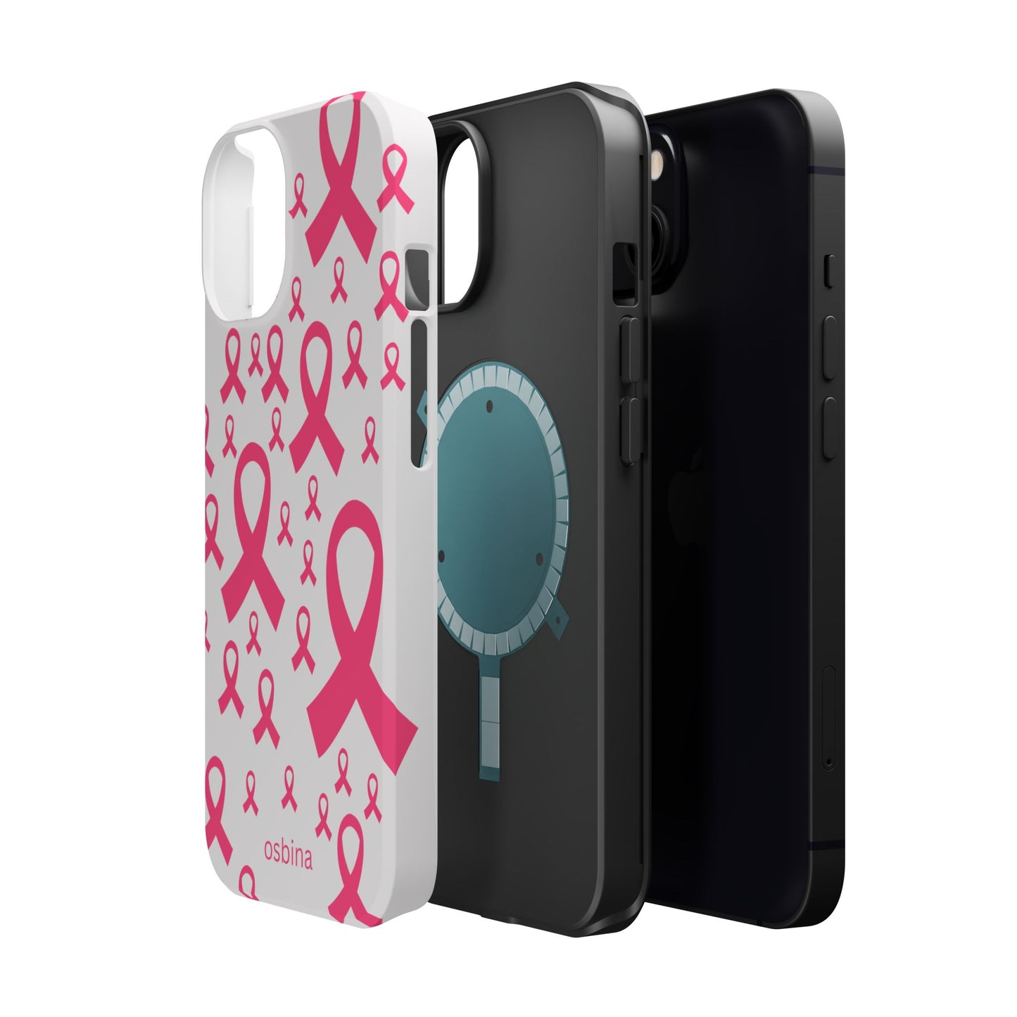 osbina | MagSafe compatible for iPhone | Limited Edition Strength in Ribbons Case in Light Pink + Soft Pink + Hot Pink | The Pink October Collection | Inspired By