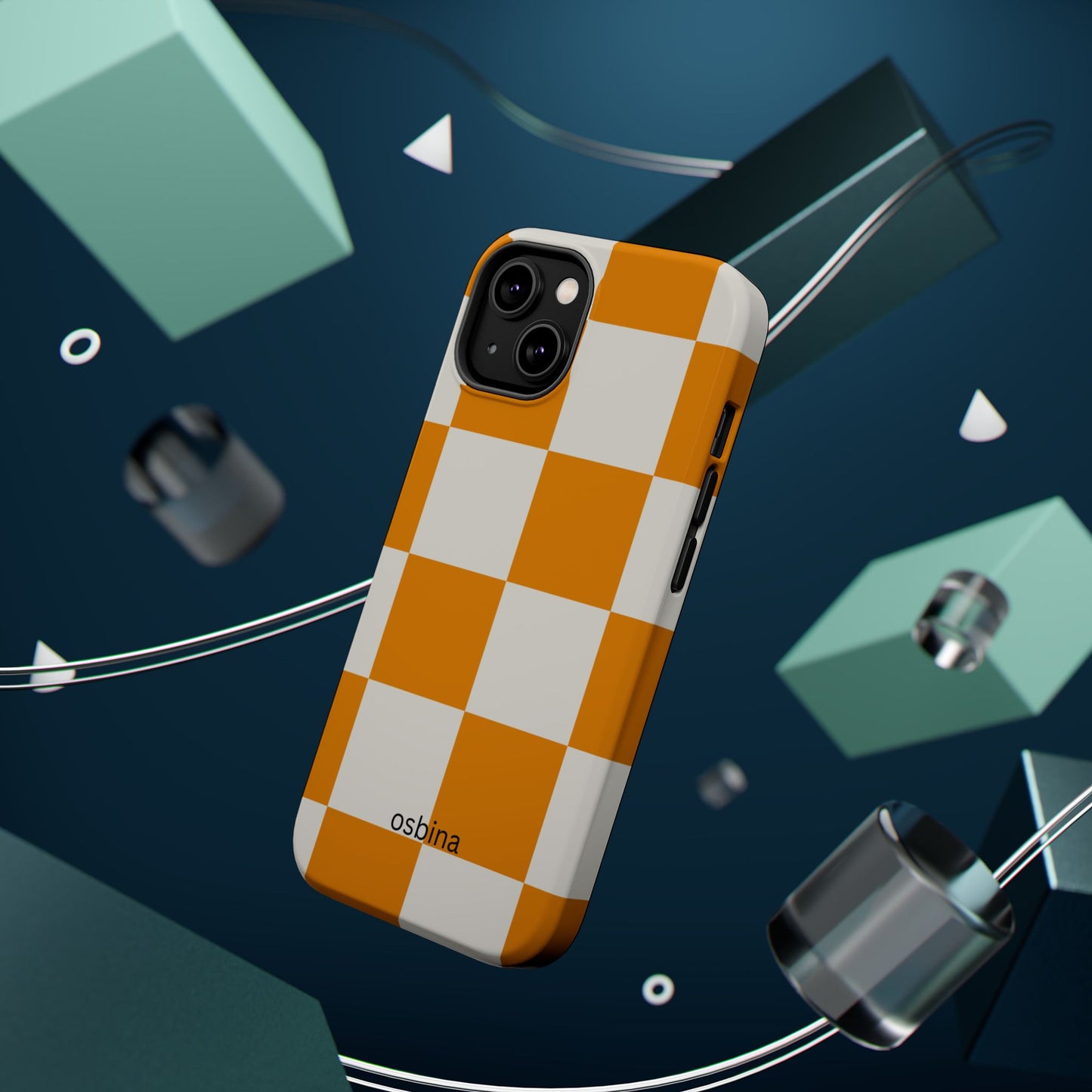 osbina | MagSafe Compatible for iPhone | Check You Out — The Orange + White Check Case | The Season Collective