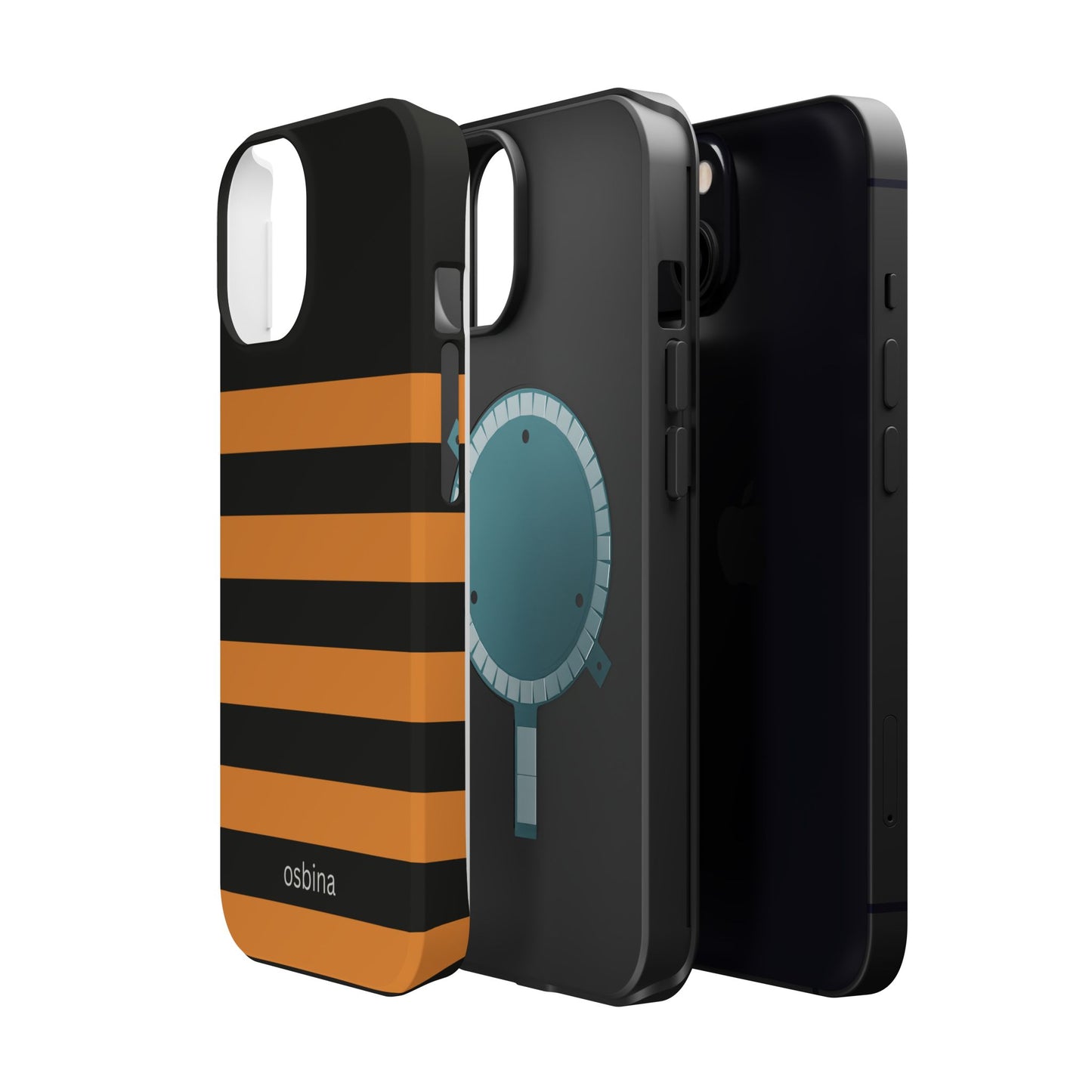 osbina | MagSafe Compatible for iPhone | The Horizon Stripe Case in Black + Orange | The Season Collective